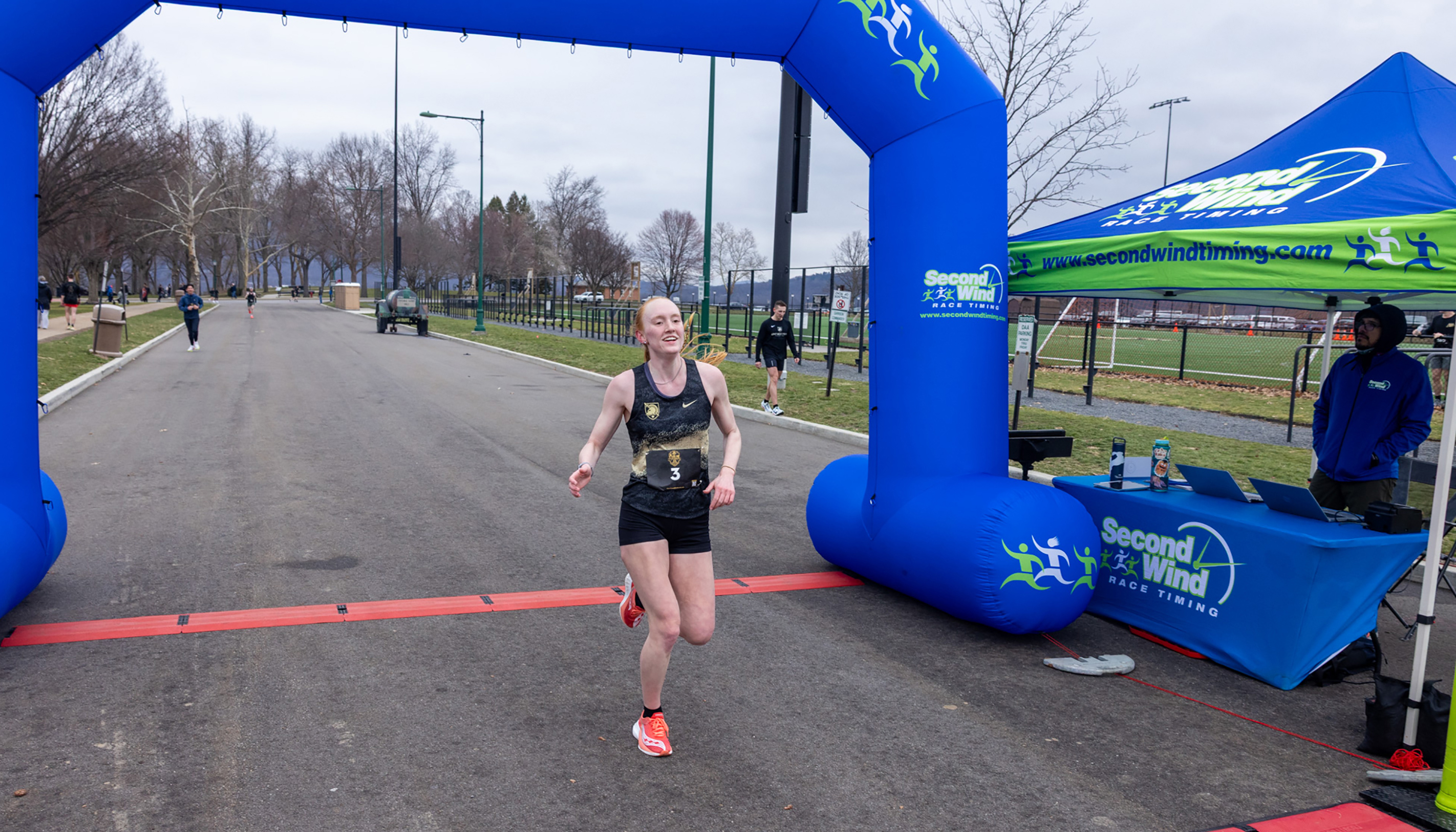 The Army West Point Marathon team hosted the 2026 Fallen Comrades Half Marathon on March 22 at West Point.  Now in its 10th year, more than 900 participated by conquering a challenging 13.1-mile course in remembrance of 13 fallen West Point graduates at each mile marker.  The event featured a combination of a run and ruck divisions, along with a one-mile Kids Run.  (Photo by Eric S. Bartelt/USMA PAO-VI)
