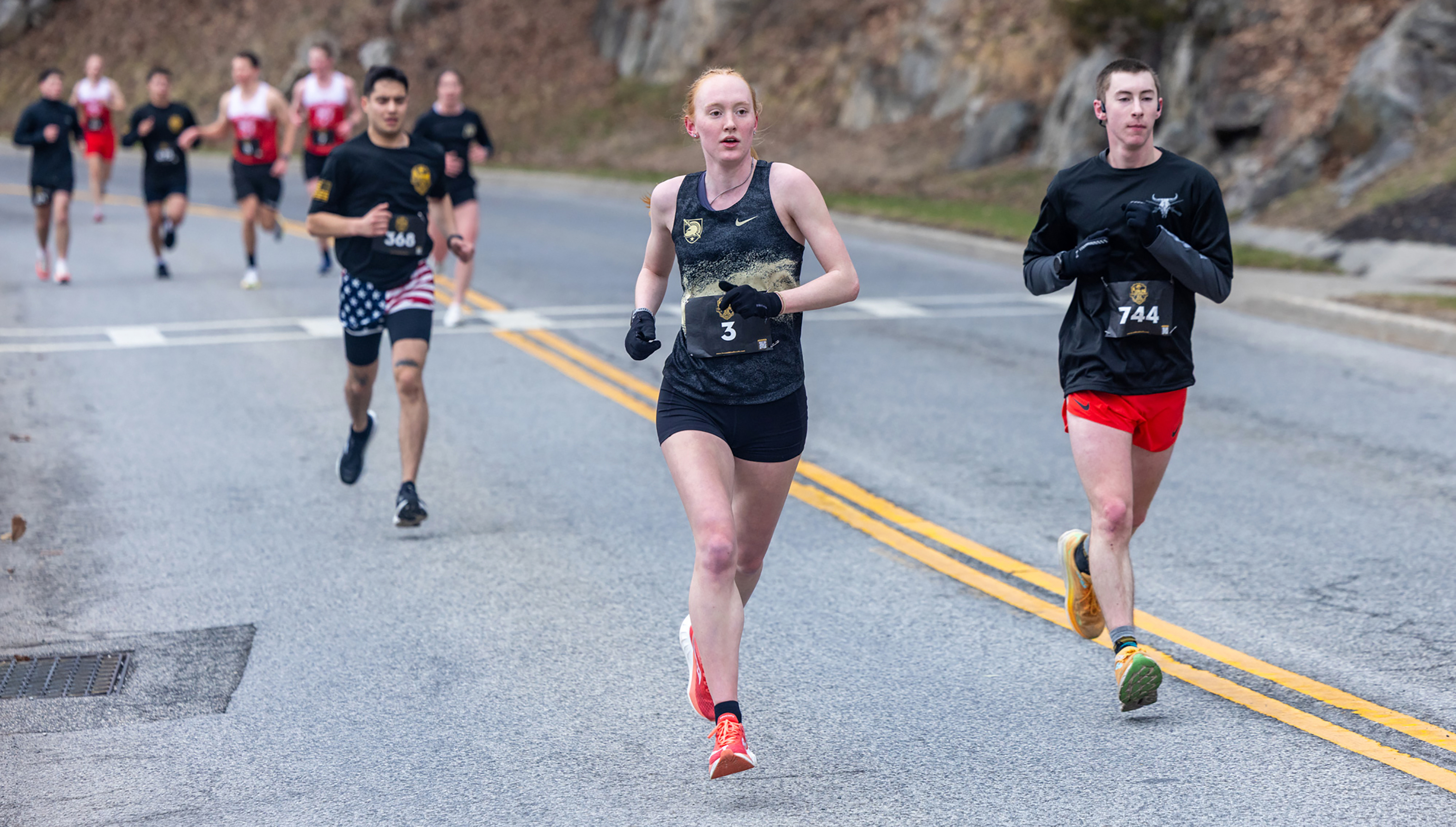 The Army West Point Marathon team hosted the 2026 Fallen Comrades Half Marathon on March 22 at West Point.  Now in its 10th year, more than 900 participated by conquering a challenging 13.1-mile course in remembrance of 13 fallen West Point graduates at each mile marker.  The event featured a combination of a run and ruck divisions, along with a one-mile Kids Run.  (Photo by Eric S. Bartelt/USMA PAO-VI)
