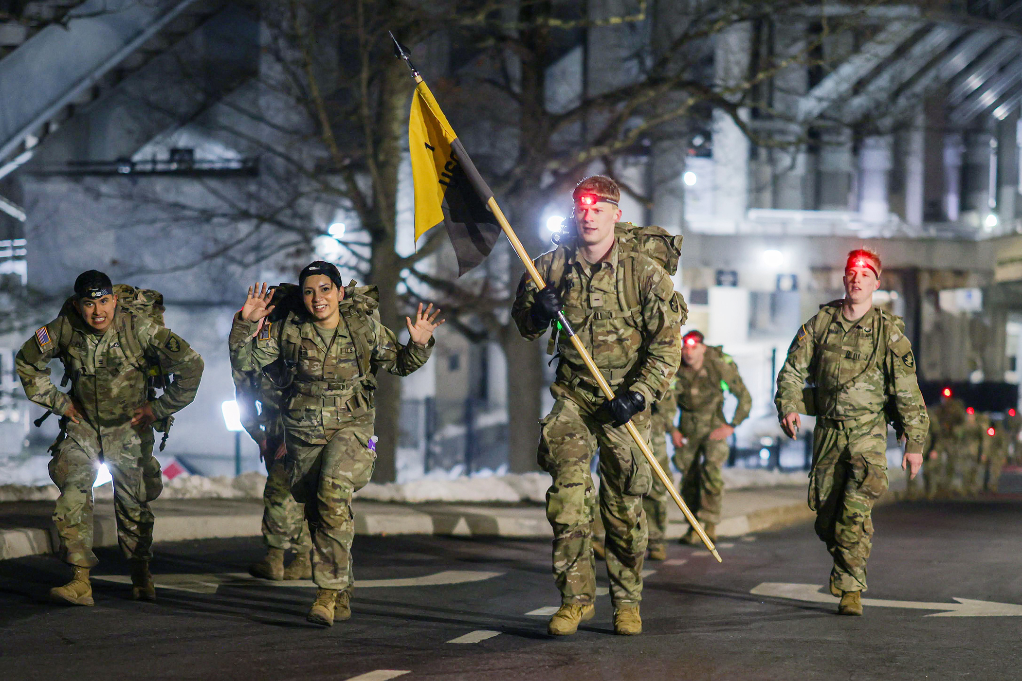 U.S. Military Academy Cadets participate in an overnight Norwegian Foot March, an 18.6-mile ruck event, to help them continue to focus on developing as leaders of character while reinforcing the Army's readiness priorities.  (Photo by Sgt. 1st Clas Alan Brutus/USMA Protocol-PAO)