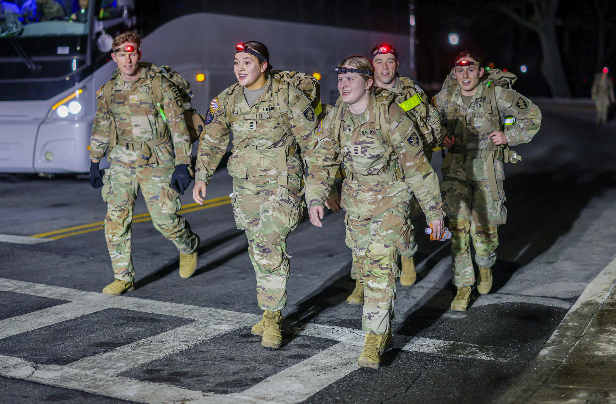 U.S. Military Academy Cadets participate in an overnight Norwegian Foot March, an 18.6-mile ruck event, to help them continue to focus on developing as leaders of character while reinforcing the Army's readiness priorities.  (Photo by Sgt. 1st Clas Alan Brutus/USMA Protocol-PAO)