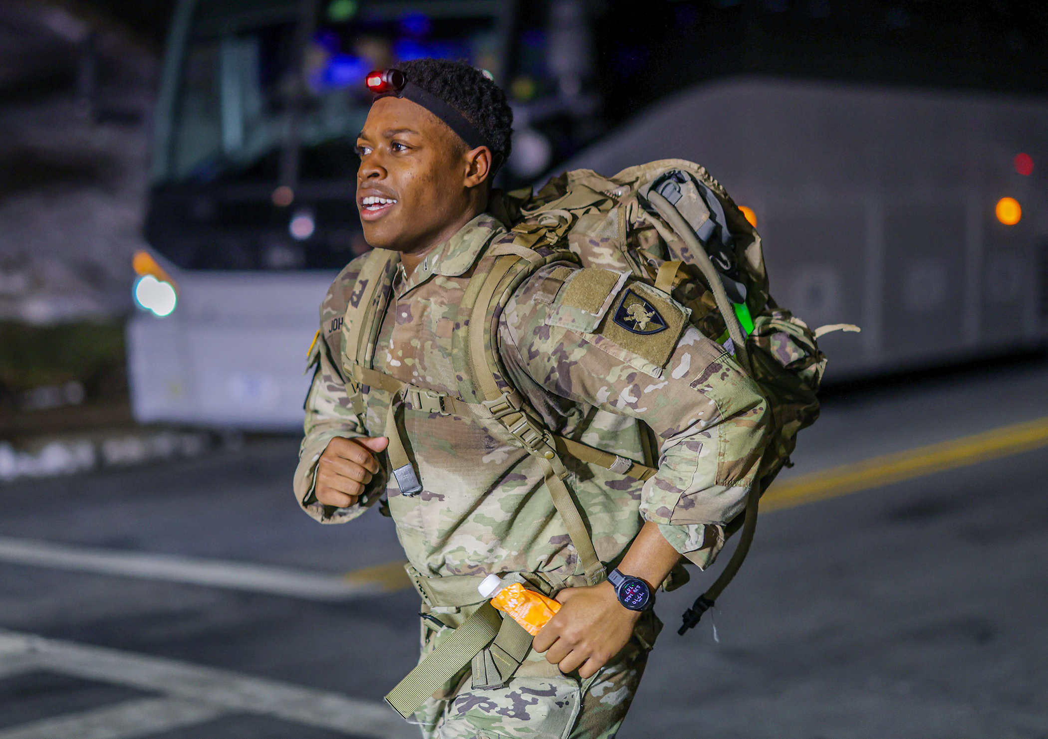U.S. Military Academy Cadets participate in an overnight Norwegian Foot March, an 18.6-mile ruck event, to help them continue to focus on developing as leaders of character while reinforcing the Army's readiness priorities.  (Photo by Sgt. 1st Clas Alan Brutus/USMA Protocol-PAO)