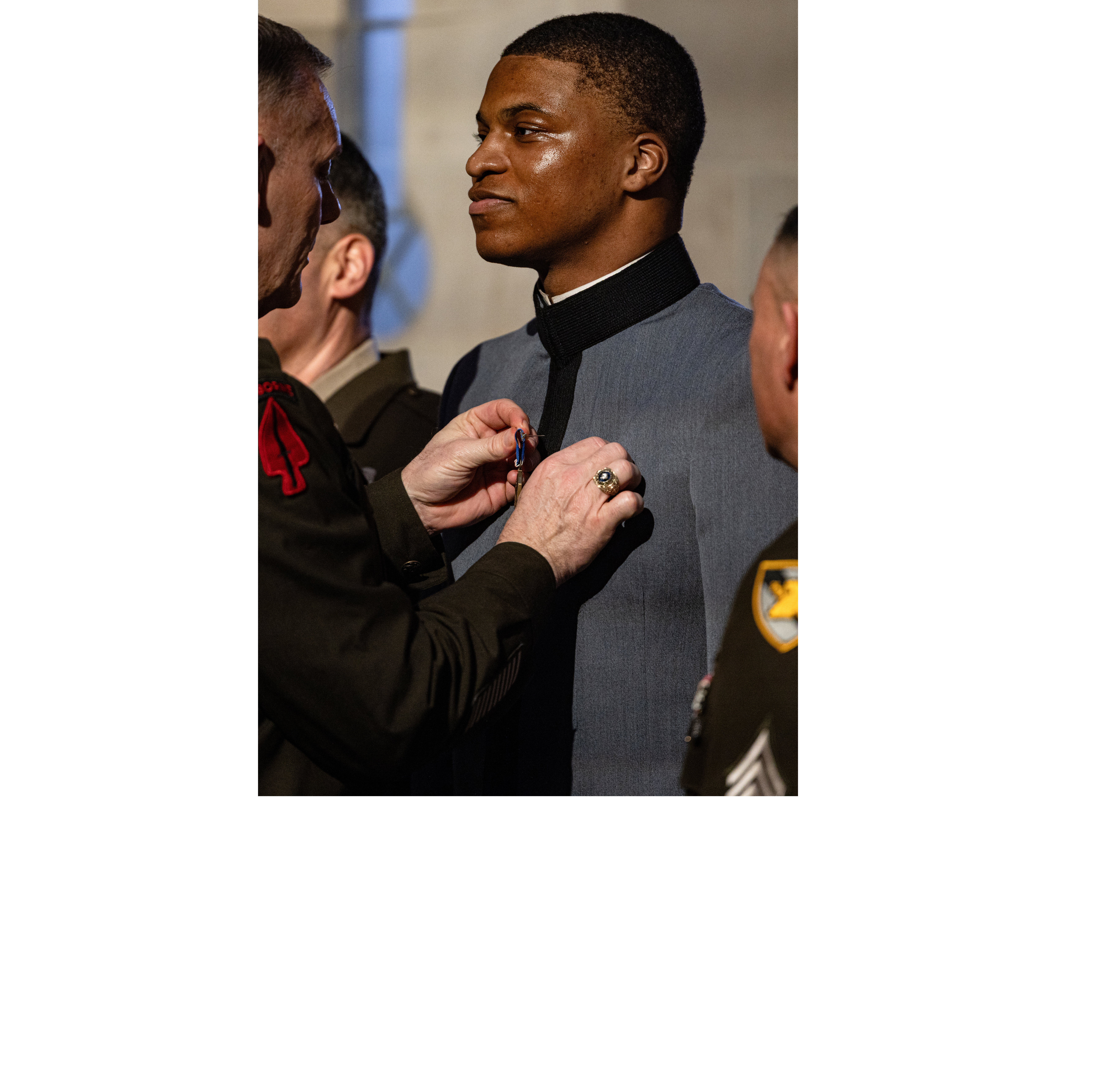 Family, friends and cadets gathered at the Mess Hall for the annual Founder’s Day Dinner to commemorate the founding of West Point in 1802, the legacy of the Long Gray Line and to acknowledge Class of 2028 Cadet Larry Pickett, who received the Soldier’s Medal, a prestigious U.S. Army decoration awarded to distinguished service members who commit voluntary acts of heroism during a crisis, March 12, at the U.S. Military Academy.  (Photo by Kyle Osterhoudt/USMA PAO-VI)