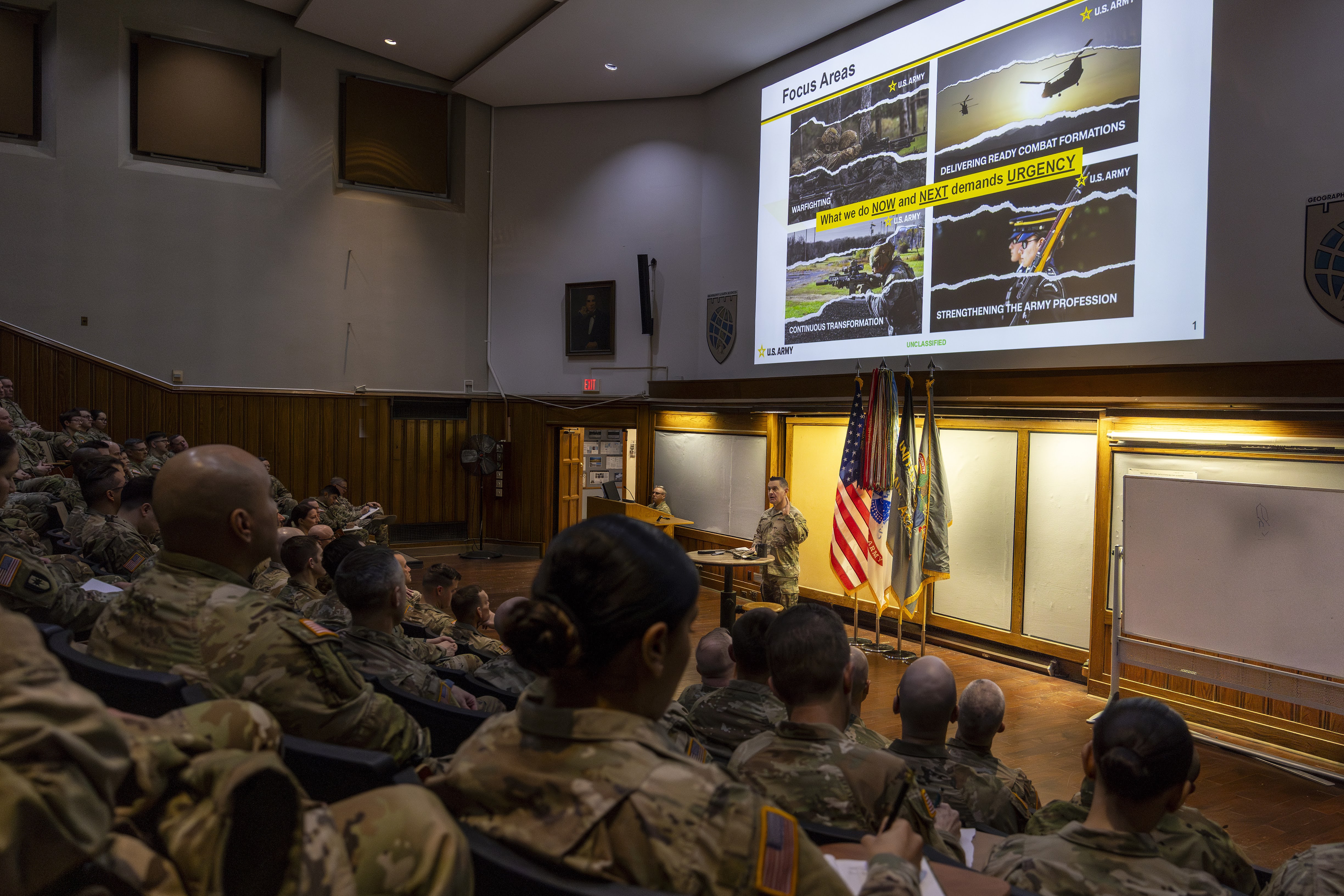 Sgt. Maj. of the Army Michael R. Weimer visited the U.S. Military Academy on Feb. 25 and held a town hall with USMA NCOs, before spending time engaging with cadets at several locations.   (Photo by Christopher Hennen/USMA PAO-VI)