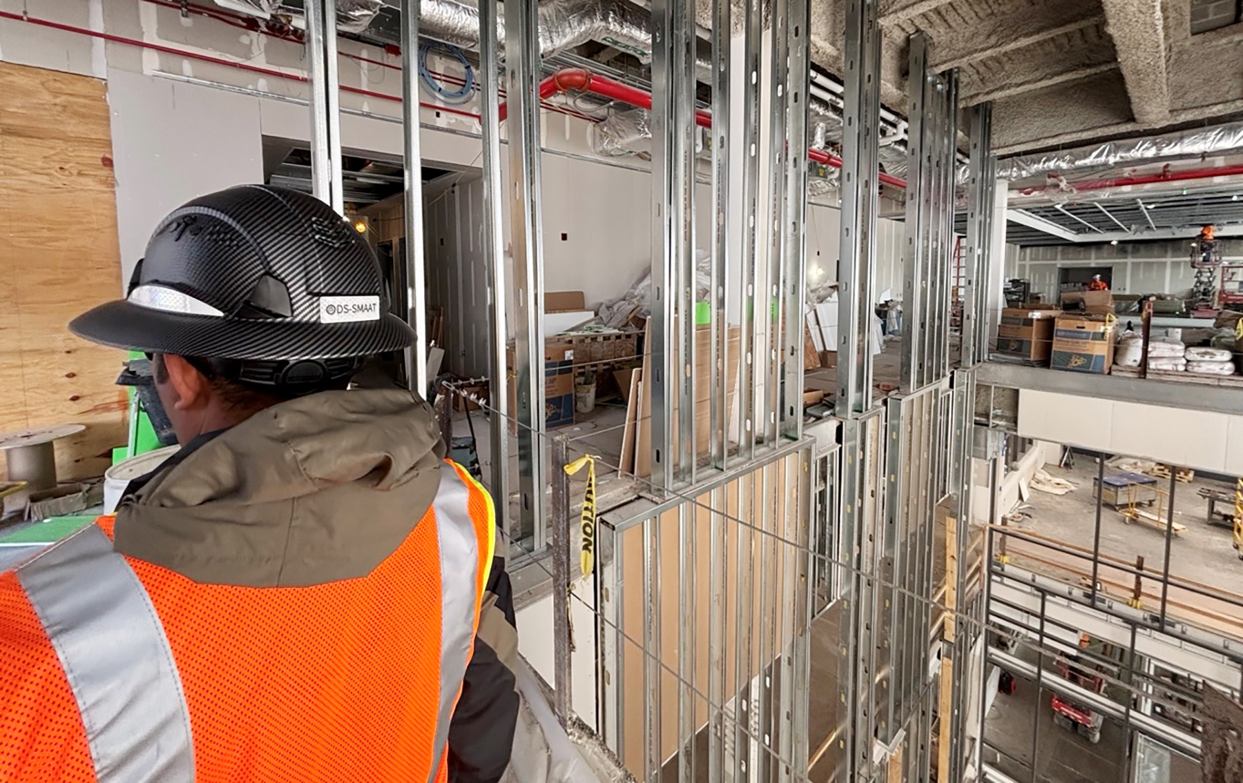 Front view of Goethals Hall (CEAC) under construction in July 2026. (Photo by Travis Soliz, USAISEC)