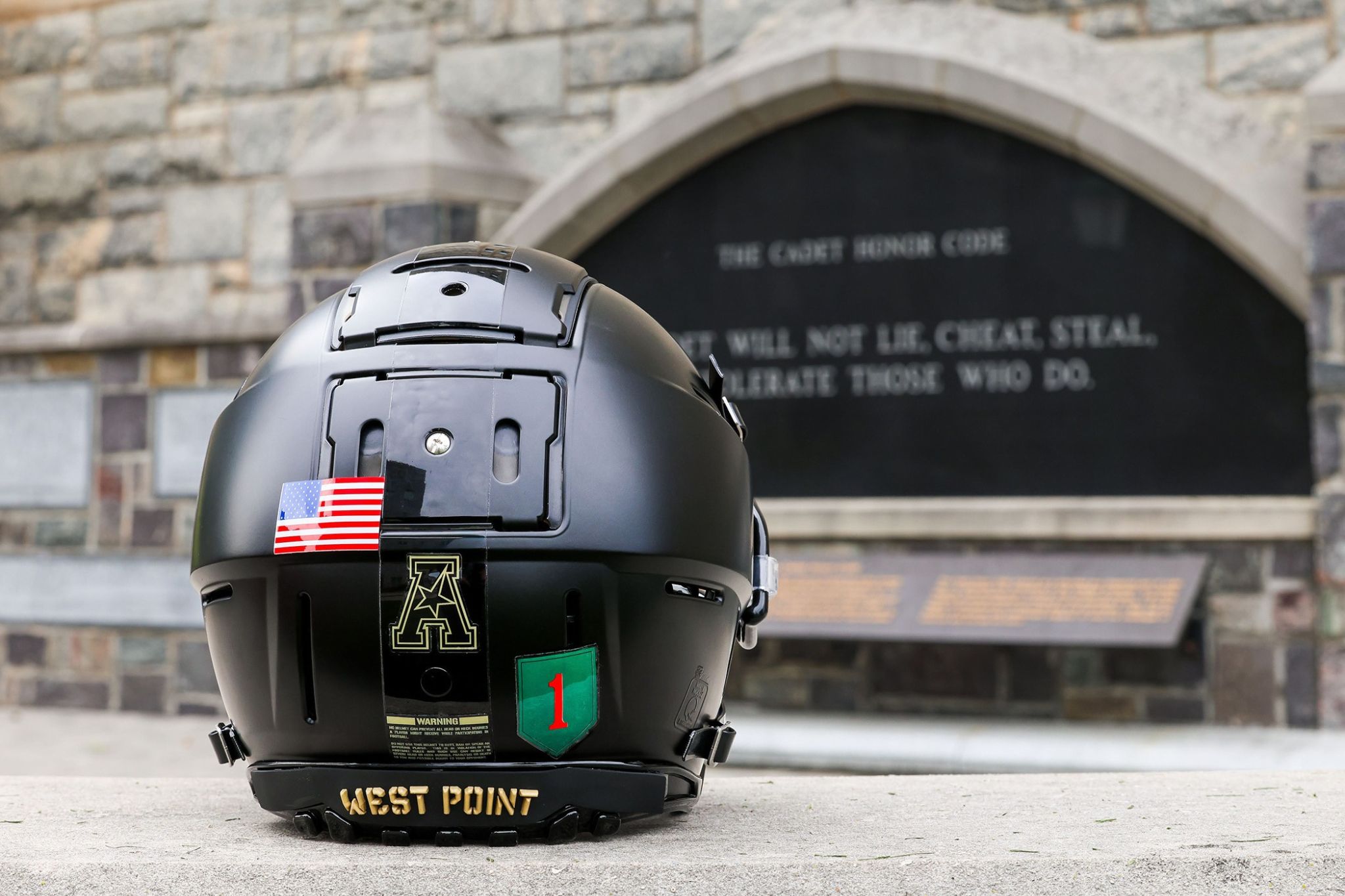The Army West Point Football team (4-2) faces American Conference opponent Tulsa at 8:30 p.m. on Oct. 23 in Tulsa, Okla. The Black Knights take the field this week against the Hurricane, honoring the 1st Infantry Division with division patches on the back of their helmets. The recognition highlights the history, accomplishments and continued service of Army divisions as part of the Honored Division theme featured throughout the 2026 football season. (Photo by Michelle Kalish/USMA PAO-VI)