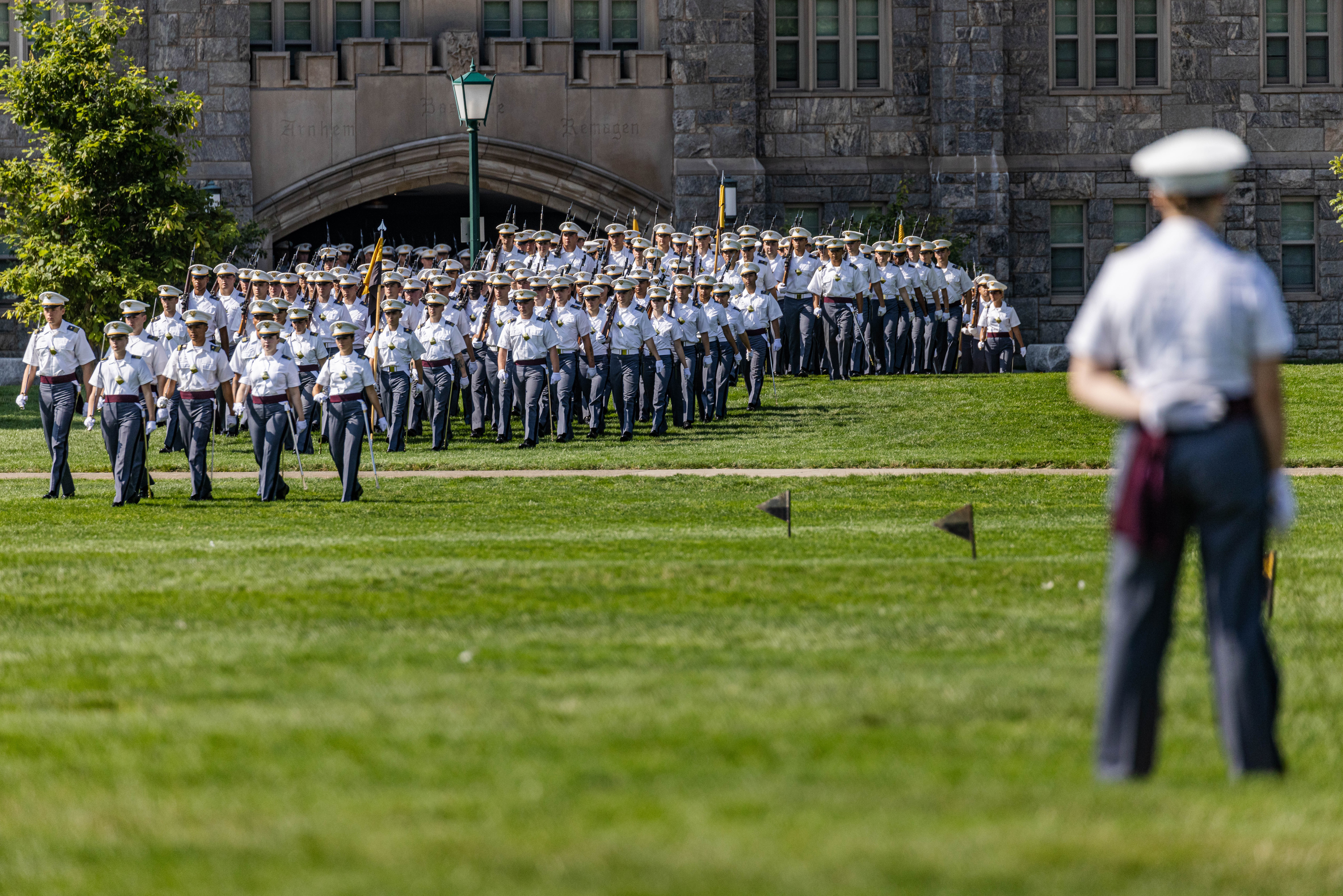 Family, friends and old grads roared with cheer and praise as the Class of 2027 Cadets marched victoriously on The Plain, marking their acceptance into the Corp of Cadets during Acceptance Day (A-Day) on Aug 12 at the U.S. Military Academy. Photo by Jorge Garcia/ USMA PAO.