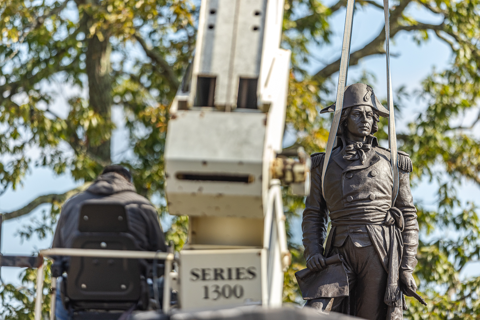 Renovations for the General Tadeusz Kosciuszko Monument were finally complete as the team worked on final touches before officially placing the Kosciuszko statue on the pedestal. Photo by Jorge Garcia/ USMA PAO.