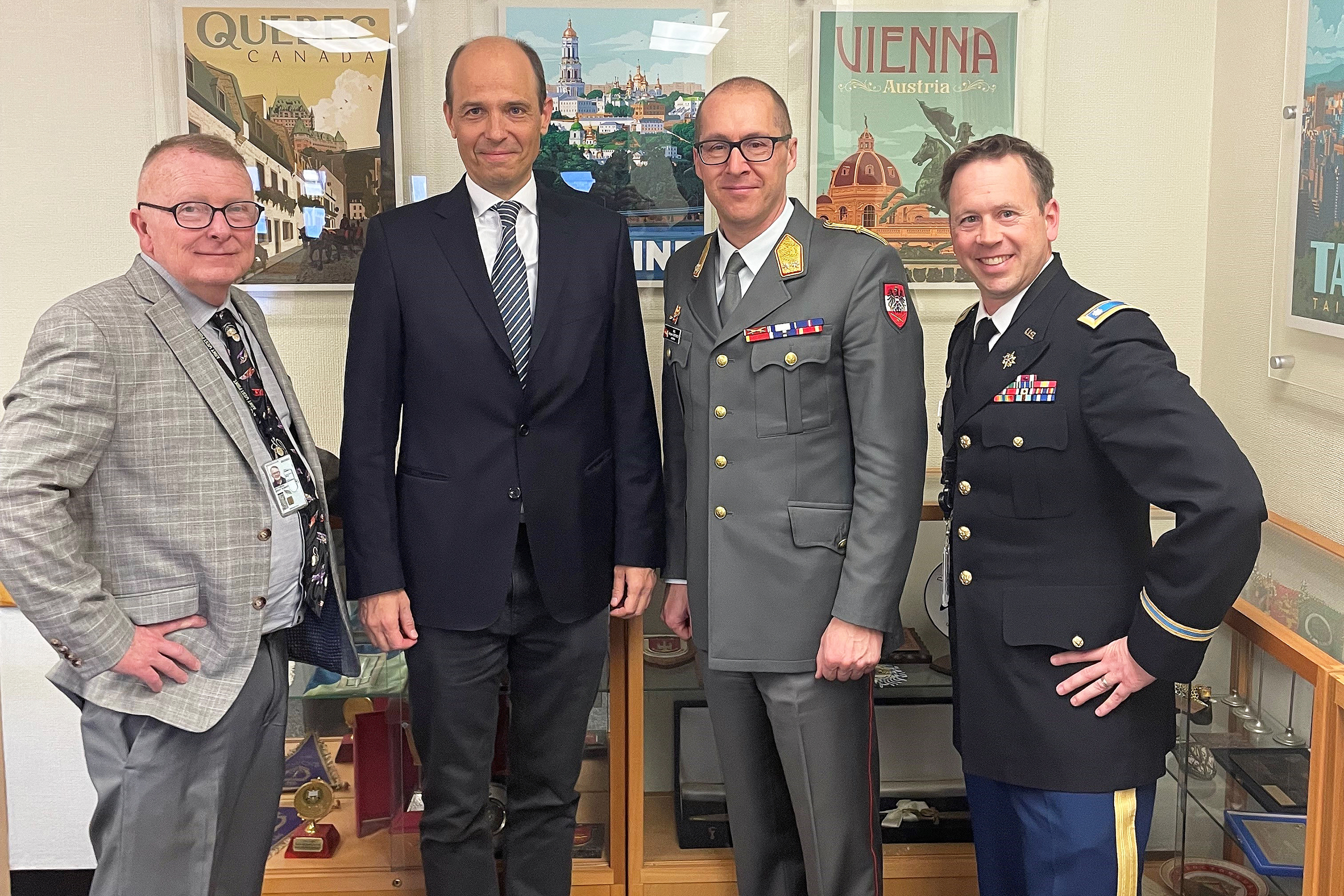 On March 20, the Austrian Ambassador to the United Nations, Ambassador Alexander Marschik, and the Austrian Maj. Gen. Juergen Ortner visited the U.S. Military Academy at West Point. As part of the visit, they were guest lecturers to all of the LG204 classes on a wide range of topics including Austrian history, security policy, the UN, the Austrian perspective on neutrality and Austrian military partnerships.    (Photo by Lt. Col. John Georg/DFL)