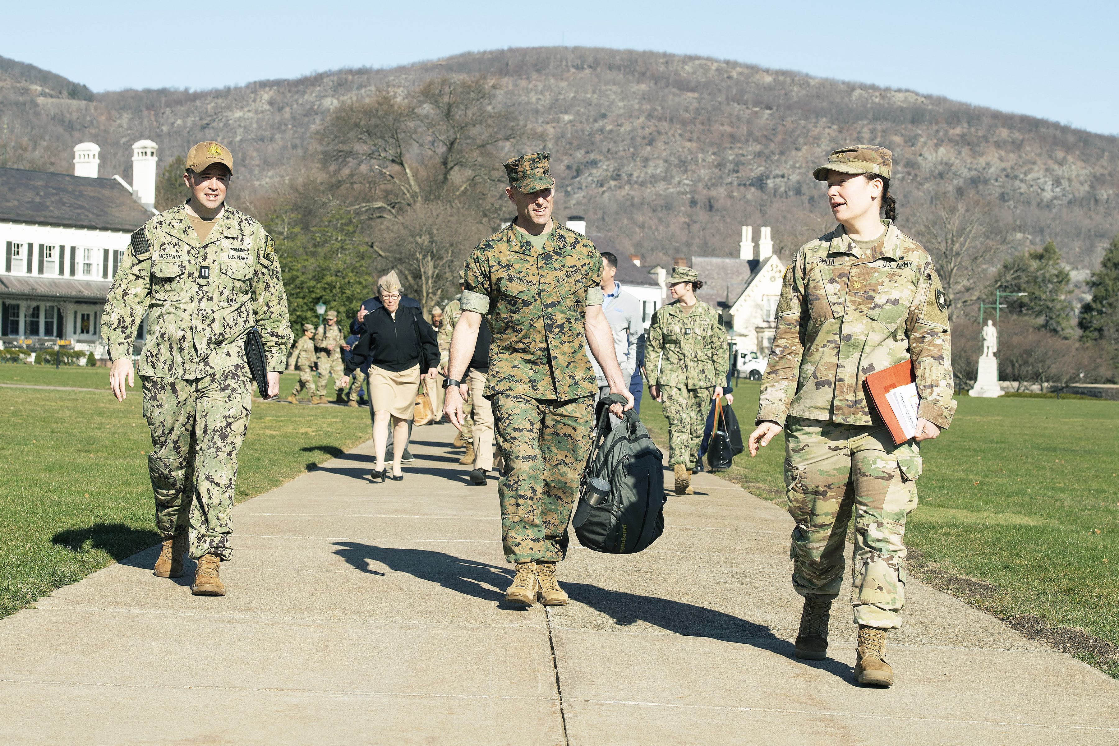 The U.S. Military Academy hosted the 62nd annual Conference of Service Academy Superintendents (COSAS) from April 2-5 to enable constructive collaboration and shared understanding of operational and strategic challenges common to the five service academy programs. Leadership from the U.S. Naval Academy, U.S. Air Force Academy, U.S. Coast Guard Academy and the U.S. Merchant Marine Academy attended the four-day COSAS event at West Point.   (Photo by John Pellino/USMA PAO)