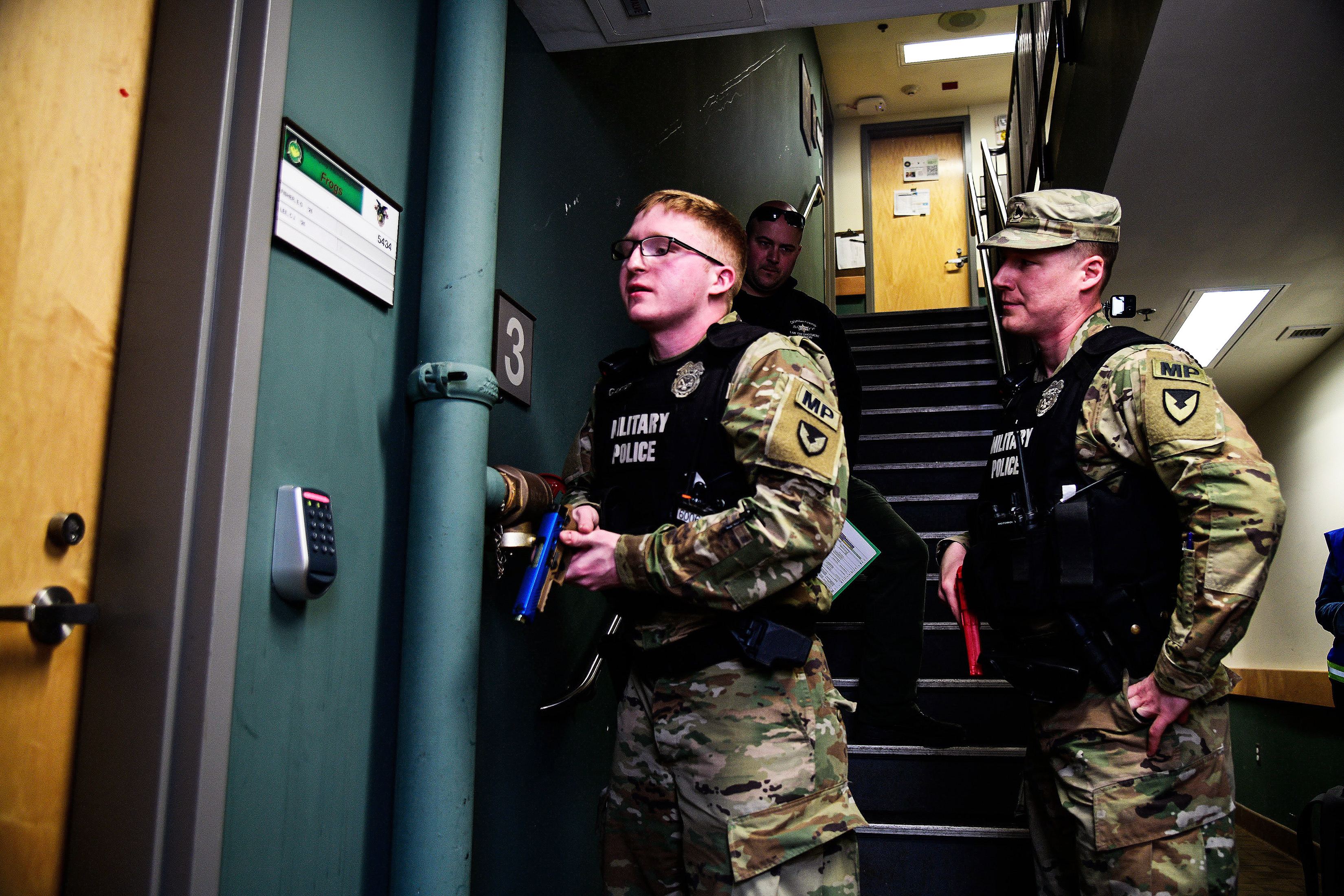 To counter an active-shooter threat, military, civilian, federal and state law enforcement, emergency response and medical personnel from the U.S. Military Academy conducted a full Force Protection Exercise on March 29 at West Point.    (Photo by Sgt. 1st Class Luisito Brooks/USMA PAO)