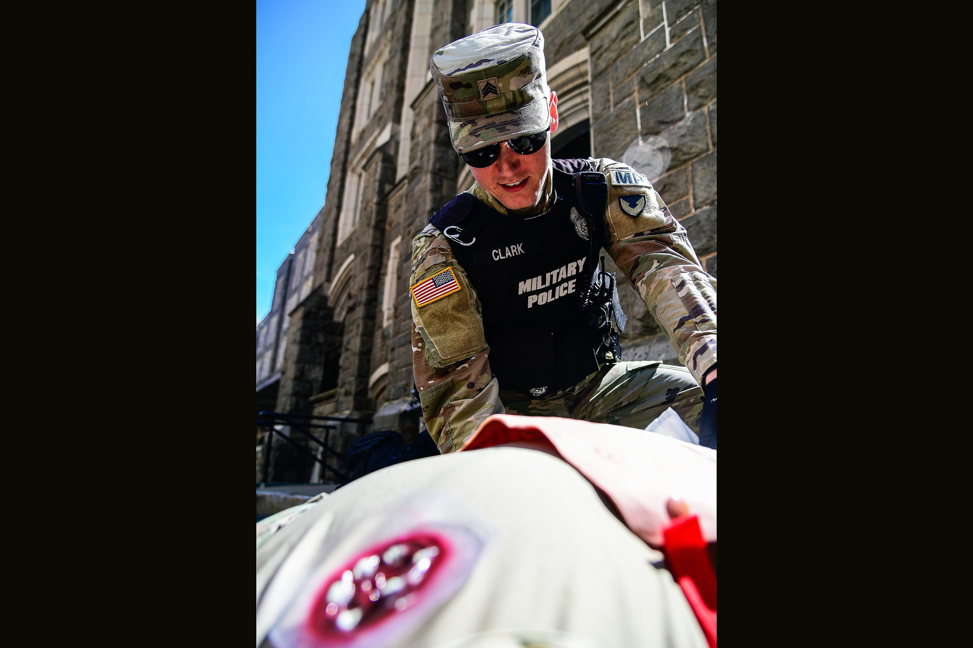 To counter an active-shooter threat, military, civilian, federal and state law enforcement, emergency response and medical personnel from the U.S. Military Academy conducted a full Force Protection Exercise on March 29 at West Point.    (Photo by Sgt. 1st Class Luisito Brooks/USMA PAO)