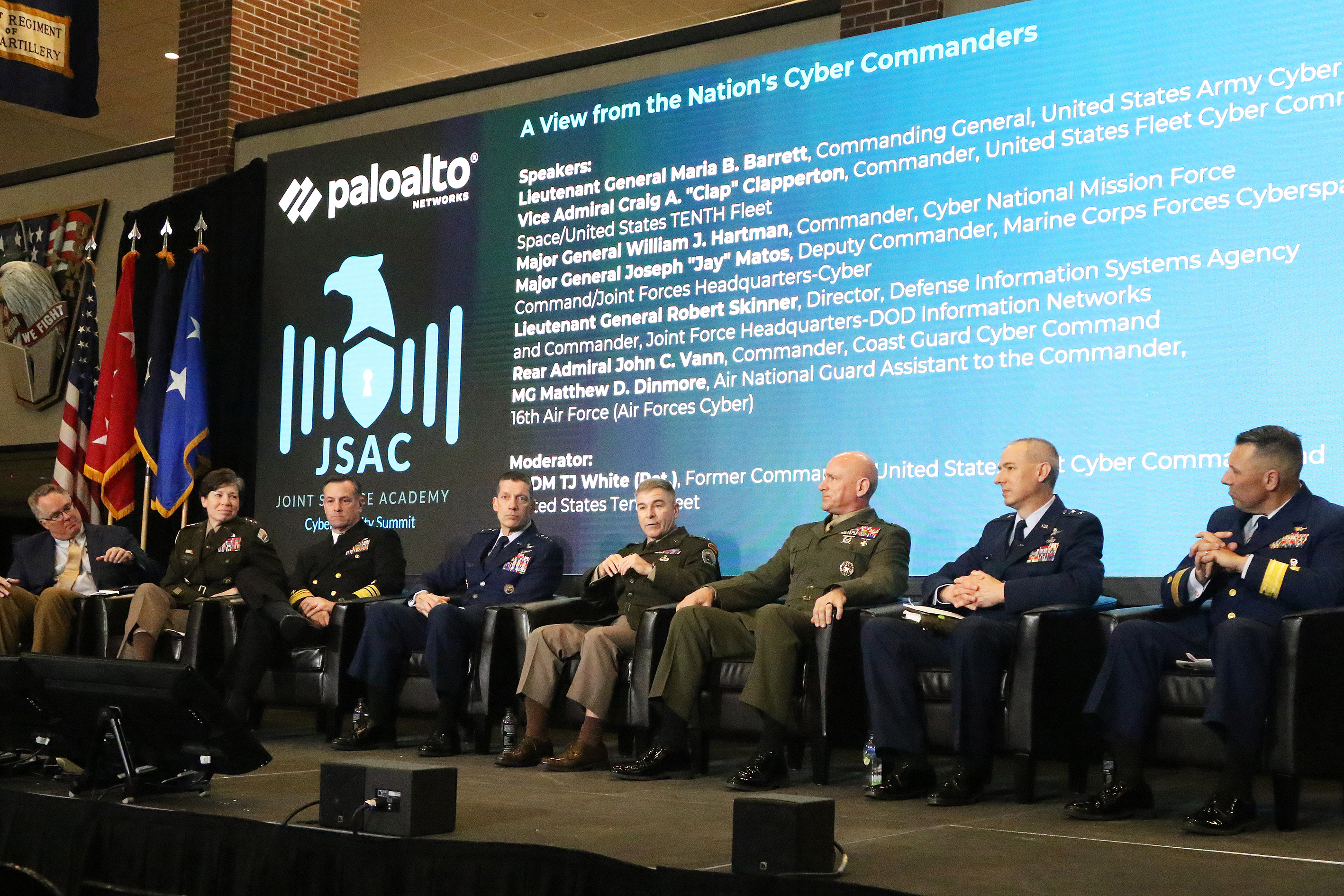 The U.S. Military Academy, on behalf of Palo Alto Networks, Inc., hosted the 2023 Joint Service Academy Cybersecurity Summit (JSAC) on April 4-5 at Crest Hall in Eisenhower Hall. Founded in 2015, JSAC brings together senior cyber experts and leaders from across industry, military and government to discuss issues of the day, what has gone right and what has gone wrong in cybersecurity in recent years and the way forward in the cyber world, especially with the eyes and ears of academy cadets and midshipmen