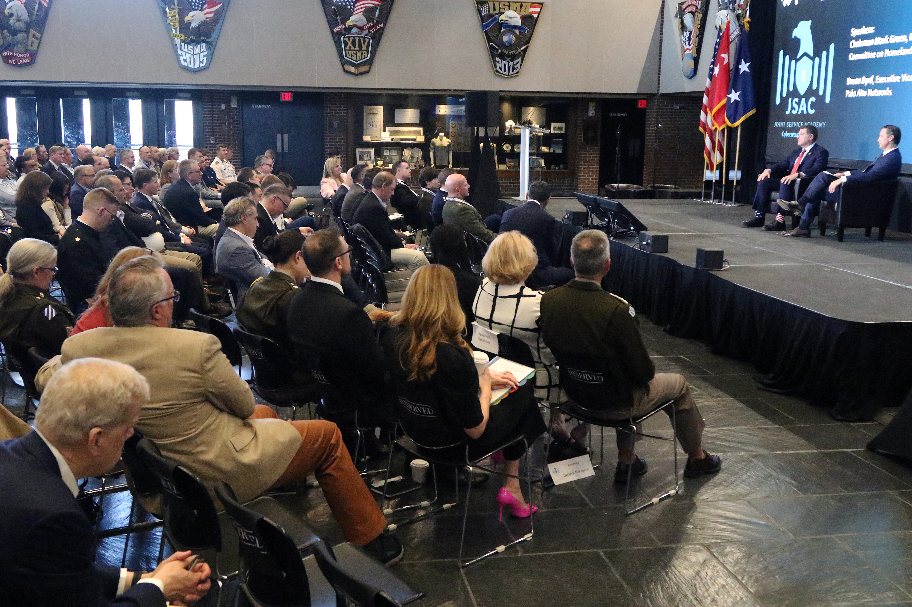 The U.S. Military Academy, on behalf of Palo Alto Networks, Inc., hosted the 2023 Joint Service Academy Cybersecurity Summit (JSAC) on April 4-5 at Crest Hall in Eisenhower Hall. Founded in 2015, JSAC brings together senior cyber experts and leaders from across industry, military and government to discuss issues of the day, what has gone right and what has gone wrong in cybersecurity in recent years and the way forward in the cyber world, especially with the eyes and ears of academy cadets and midshipmen