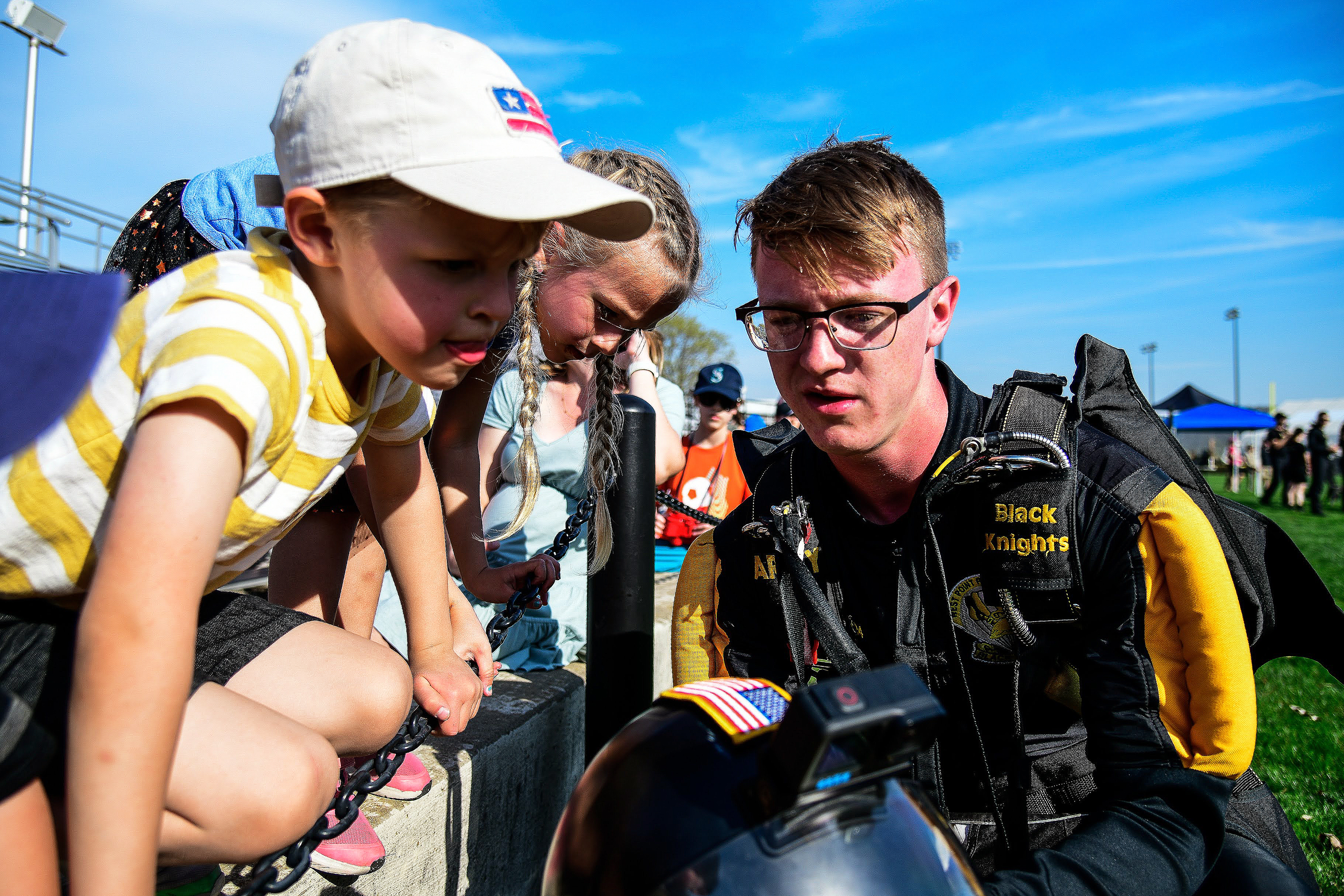 The West Point Parachute Team hosted an Interservice Academy Meet with the U.S. Air Force Academy and U.S. Naval Academy parachute teams from April 13-15 at the Parade Field on The Plain.    (Photo by Sgt. 1st Class Luisito Brooks/USMA PAO)
