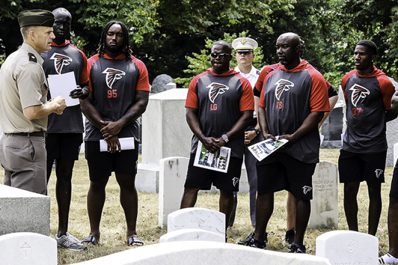 The Falcons received a tour of the West Point Cemetery and met with cadets and community members after practice.        			   				 				            				                  Photos by Christopher Hennen/USMA PAO and Capt. David Hoy/USMA PAO