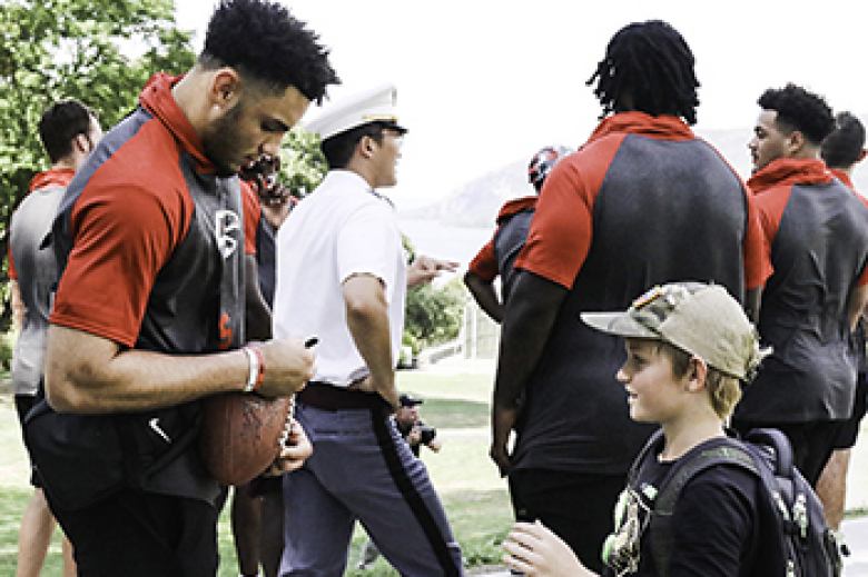 The Falcons received a tour of the West Point Cemetery and met with cadets and community members after practice.        			   				 				            				                  Photos by Christopher Hennen/USMA PAO and Capt. David Hoy/USMA PAO