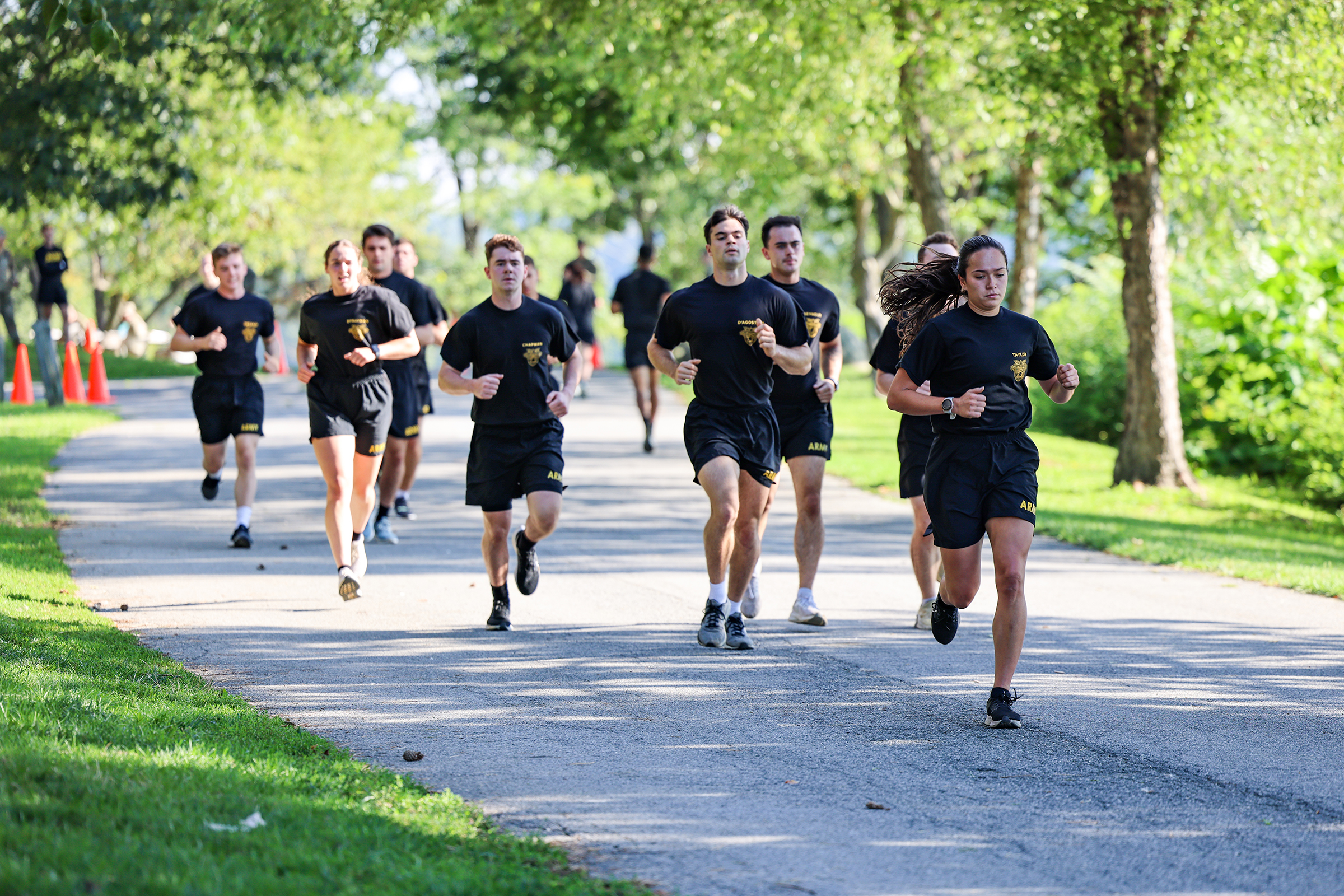 U.S. Military Academy 1st and 2nd class cadets completed their first Army Combat Fitness Test (ACFT) of the academic year Aug. 19 at South Dock. To pass the ACFT, it requires the cadets to get a passing grade in a two-mile run; the plank; push-ups; sprint, drag and carry; ball toss; and dead lift.  (Photo by SFC Luisito Brooks/USMA PAO)