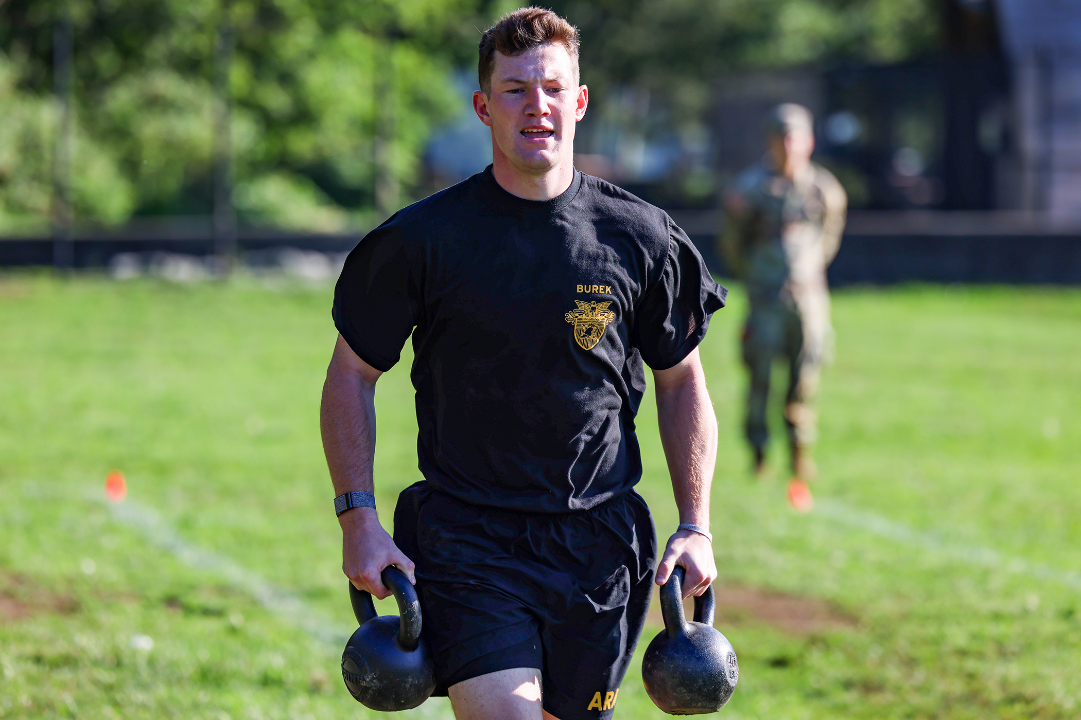 U.S. Military Academy 1st and 2nd class cadets completed their first Army Combat Fitness Test (ACFT) of the academic year Aug. 19 at South Dock. To pass the ACFT, it requires the cadets to get a passing grade in a two-mile run; the plank; push-ups; sprint, drag and carry; ball toss; and dead lift.  (Photo by SFC Luisito Brooks/USMA PAO)