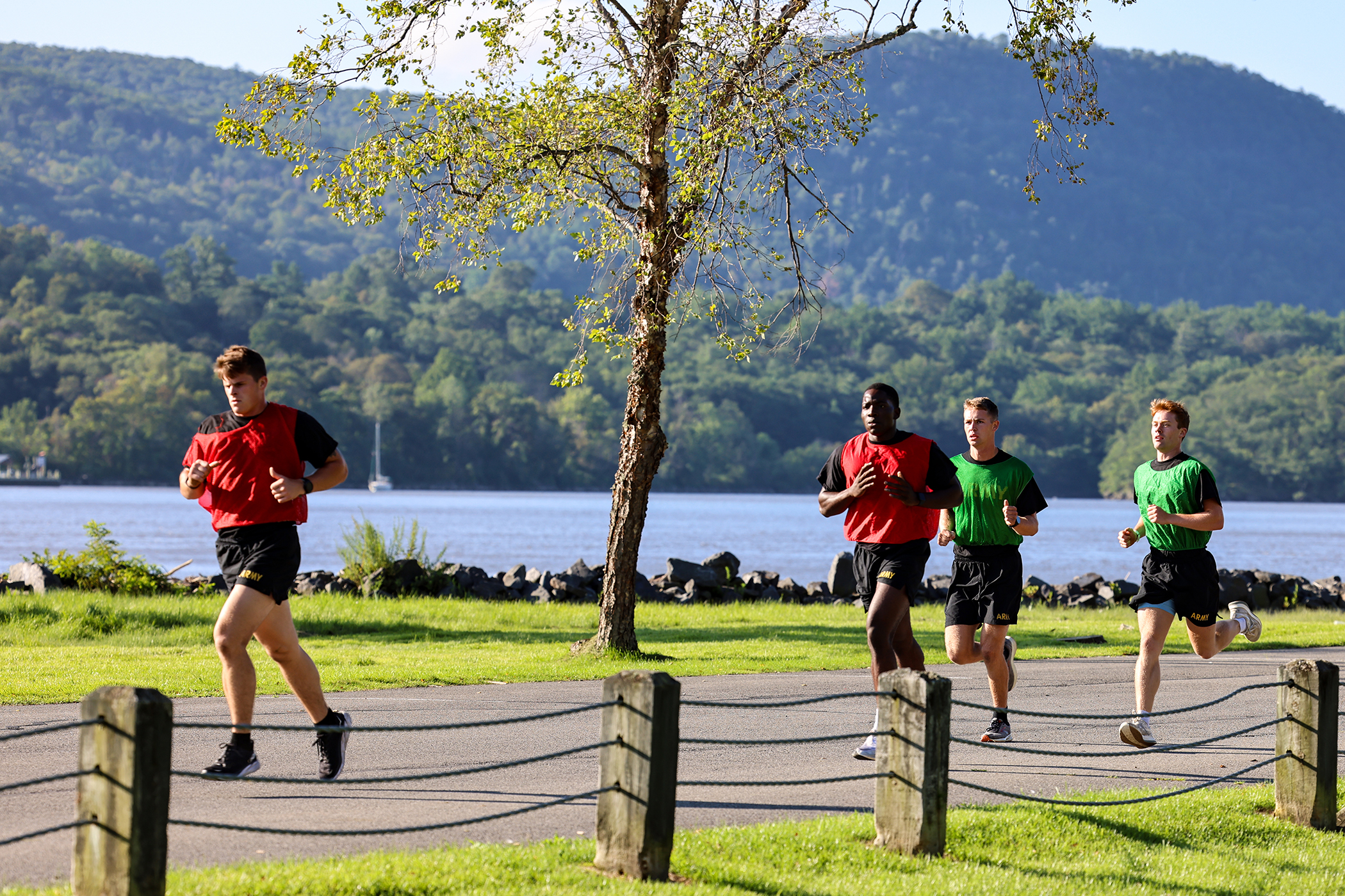 U.S. Military Academy 1st and 2nd class cadets completed their first Army Combat Fitness Test (ACFT) of the academic year Aug. 19 at South Dock. To pass the ACFT, it requires the cadets to get a passing grade in a two-mile run; the plank; push-ups; sprint, drag and carry; ball toss; and dead lift.  (Photo by SFC Luisito Brooks/USMA PAO)