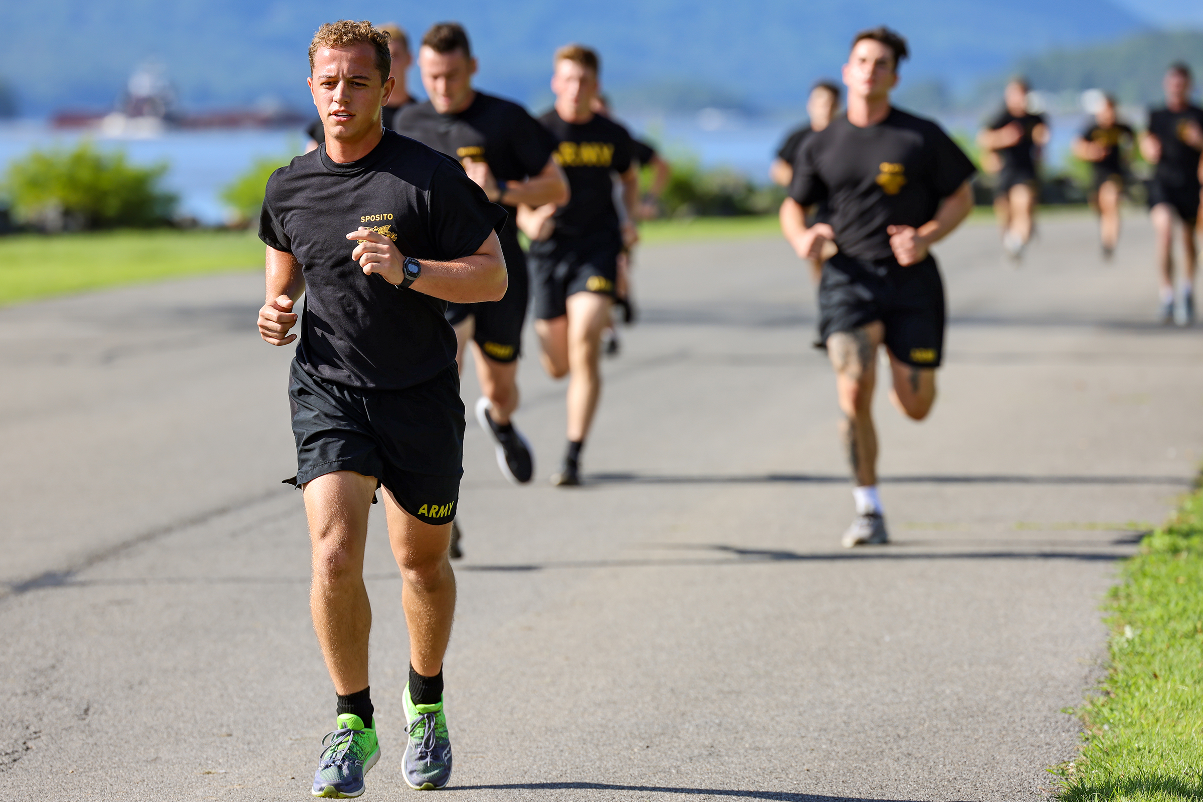 U.S. Military Academy 1st and 2nd class cadets completed their first Army Combat Fitness Test (ACFT) of the academic year Aug. 19 at South Dock. To pass the ACFT, it requires the cadets to get a passing grade in a two-mile run; the plank; push-ups; sprint, drag and carry; ball toss; and dead lift.  (Photo by SFC Luisito Brooks/USMA PAO)