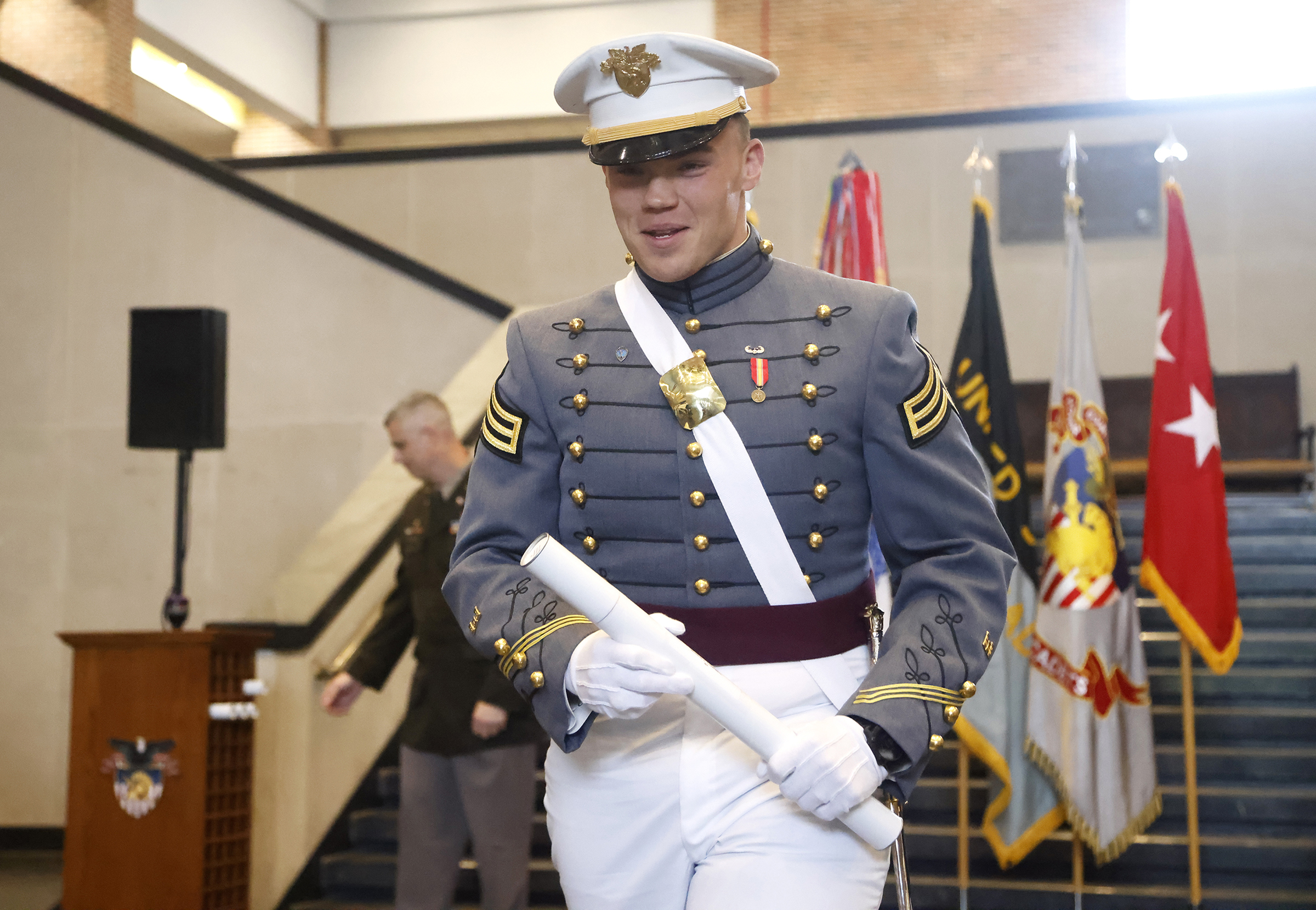 The U.S. Military Academy held an August Graduation and Commissioning Ceremony for seven members of the Class of 2023 at Crest Hall Aug. 3. USMA Superintendent Lt. Gen. Steven W. Gilland was the commencement speaker as Class of 2023 Cadets Miguel Aquino III, Vaughn Campbell, Armando Flores IV, William Foran, Owen Grile, Luke Hester and Madeleine Wilkes all received their diplomas. They all commissioned as officers and received their second lieutenant bars expect one graduate due to injury. Members of the US