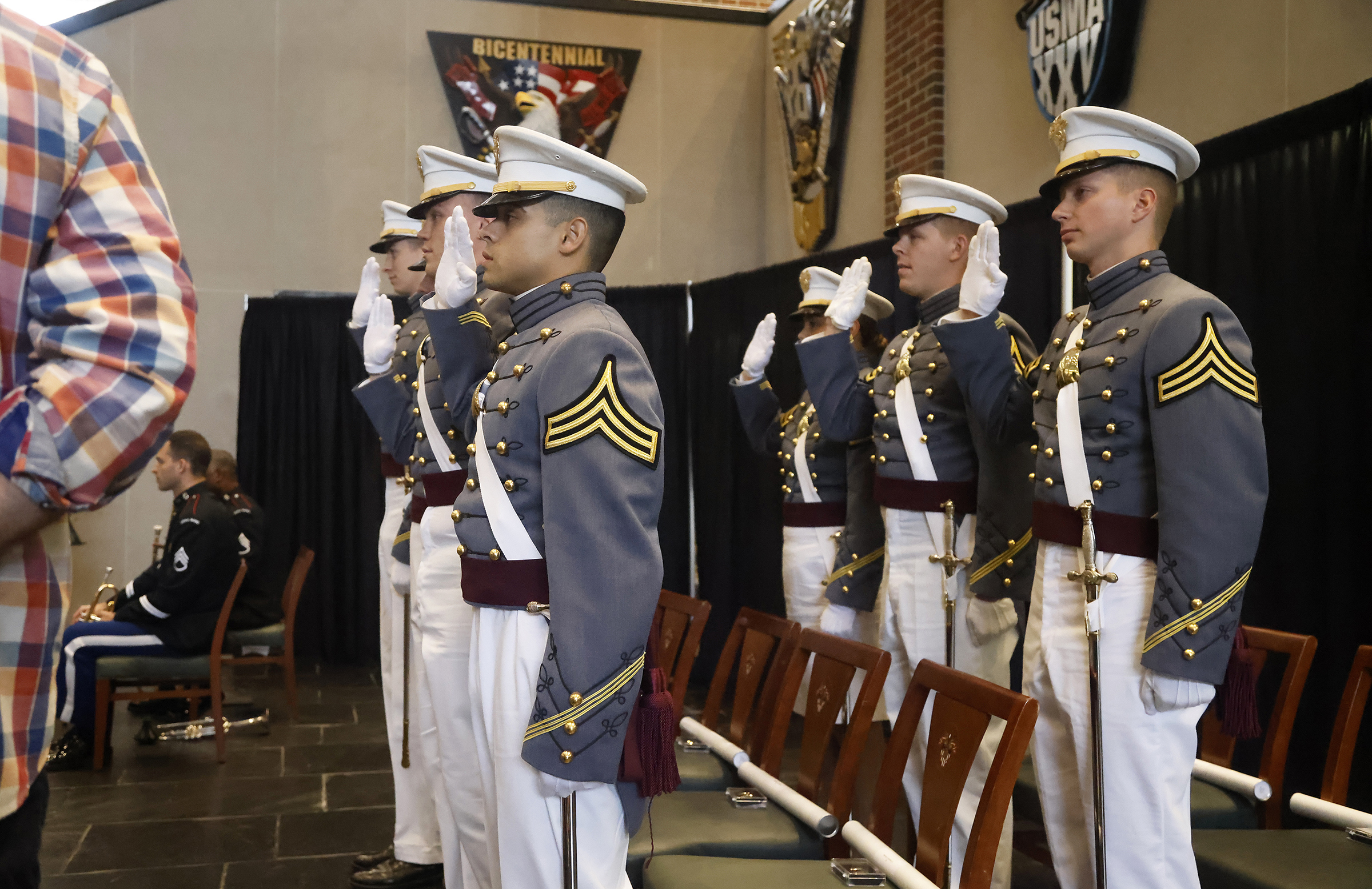 The U.S. Military Academy held an August Graduation and Commissioning Ceremony for seven members of the Class of 2023 at Crest Hall Aug. 3. USMA Superintendent Lt. Gen. Steven W. Gilland was the commencement speaker as Class of 2023 Cadets Miguel Aquino III, Vaughn Campbell, Armando Flores IV, William Foran, Owen Grile, Luke Hester and Madeleine Wilkes all received their diplomas. They all commissioned as officers and received their second lieutenant bars expect one graduate due to injury. Members of the US