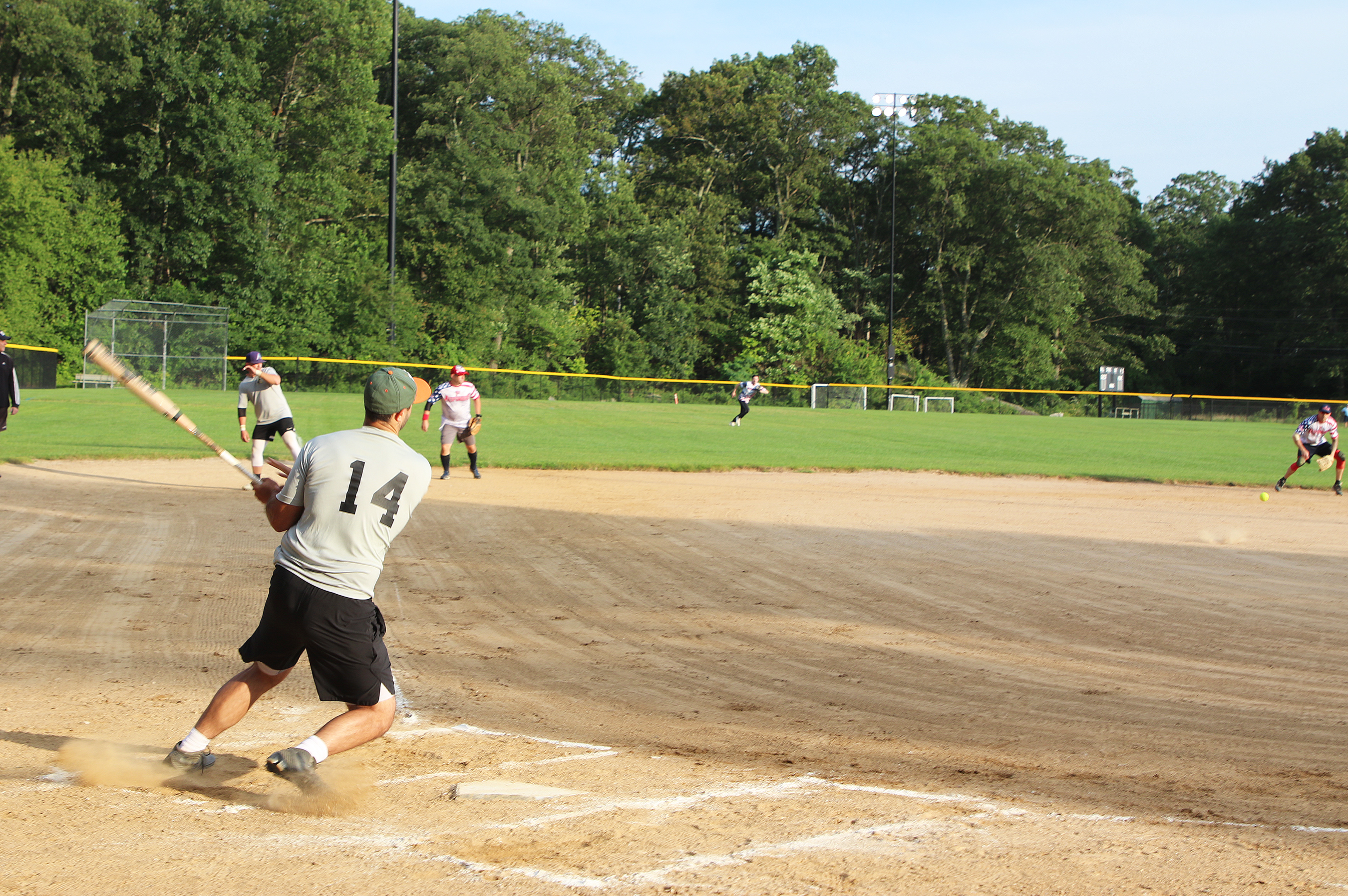 Garrison swept the Directorate of Emergency Services/Military Police (DES/MPs) two games to none in the best-of-three upper bracket championship series to win the West Point Summer Softball League upper bracket Aug. 9 at the Morale, Welfare and Recreation Softball Field #3. The first-seeded Garrison (18-0) won game one, 17-3, and then took the series with a 11-2 win in game two over fourth-seeded DES/MPs (13-11).     (Photo by Maj. David Hoy/USMA PAO)