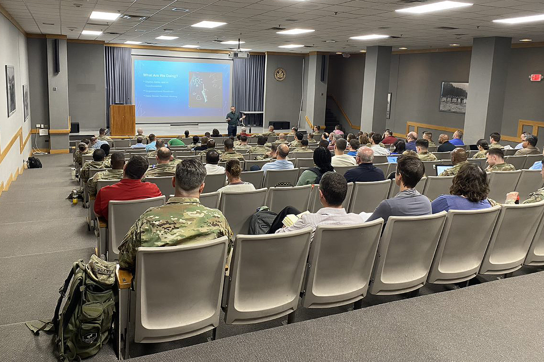 1-	Author and keynote speaker Jordan Morrow discusses Data Literacy with students during the Data Literacy 101-Train the Educator Course recently at West Point. 