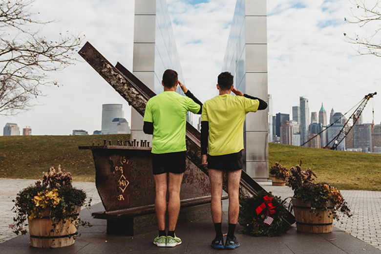 The Army-West Point Marathon team ran the Army-Navy Game ball 140 miles from West Point to Metlife Stadium in East Rutherford, N.J., while stopping during their run at 15 memorials that were symbolic of 9/11.   