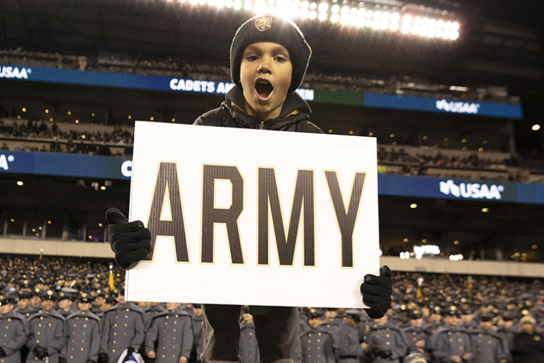 While the Army West Point football team took to Lincoln Financial Field to play Navy Saturday in Philadelphia, the Patriot Games offered other members of the Corps of Cadets a chance to participate in the Army-Navy Game spirit on Friday and Saturday. (Above left) Army defeated Navy on the gridiron and in the Patriot Games as Army took four of the big five events, including the Rocky Relay, Leader Reaction Course, Tug-of-War and obstacle course with a final score of 150-25. Members of the Army West Point