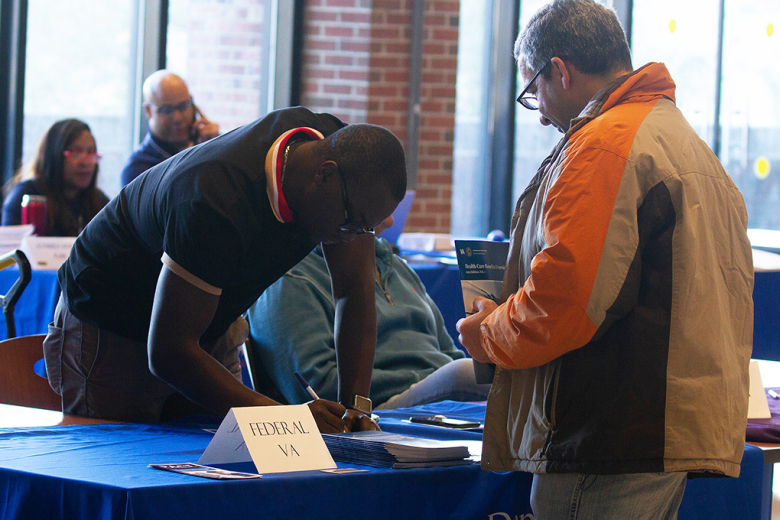 West Point hosted the Health Benefits Fair, which provides the opportunity for retirees and federal employees to get information regarding health care plans, on Nov. 17 at Eisenhower Hall. Each year, professional plan representatives meet with retirees and federal employees during a safe and coordinated time to make important decisions about their health care plans, insurance and other benefits resulting in desired and affordable options.        (Photo by Jorge Garcia/PV)