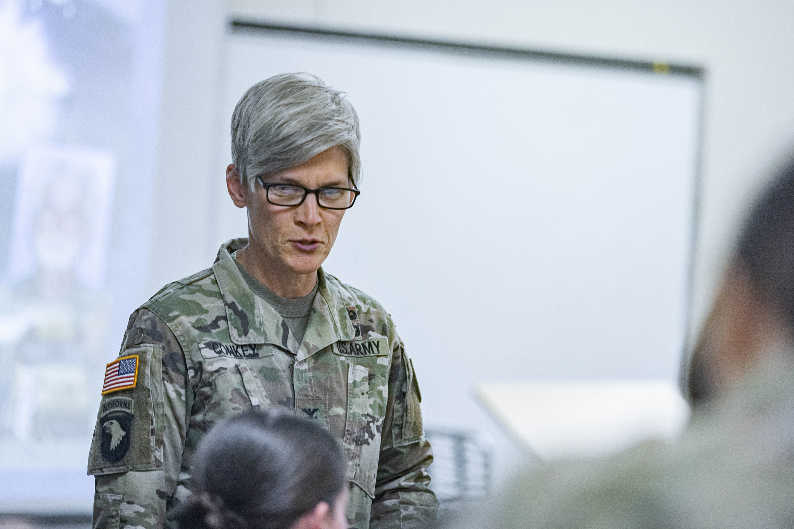 Cadets gathered in class to participate in the 2023 FBI Negotiations Lecture conducted by Kyle Vowinkel, senior lecturer at Cornell University and former FBI assistant special agent in charge Nov. 17 at the U.S. Military Academy.   (Photos by Jorge Garcia/USMA PAO)