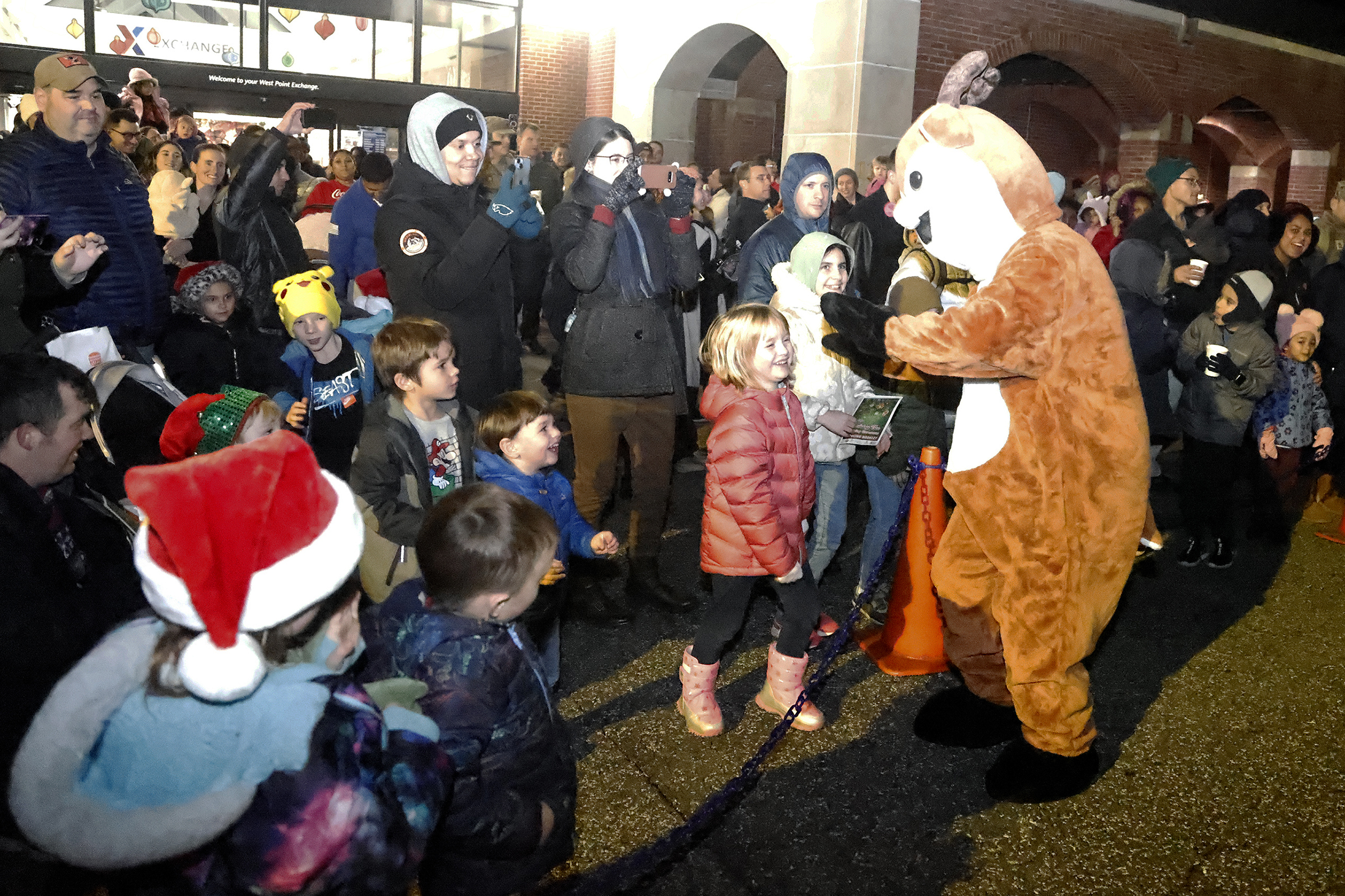 The Directorate of Family and Morale, Welfare and Recreation (FMWR) hosted its annual holiday tree lighting ceremony for the West Point community on Dec. 4 at the Post Exchange.   (Photo by Eric S. Bartelt/PV)