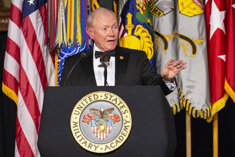 Guest speaker and U.S. Military Academy Class of 1974 graduate, retired Gen. Martin Dempsey, took the podium during 500th Night Friday at Washington Hall. Dempsey devoted 41 years of military service to his country receiving many accolades during his long journey. He now stood before a room filled with cadets who will now walk the same path as he did all those years ago. Dempsey provided some sage advice to the cadets on the importance of leadership.
