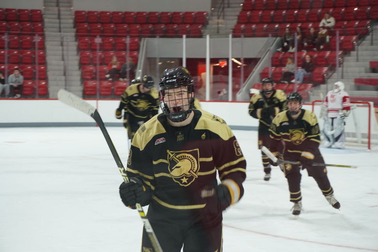 The red-hot Army West Point club hockey Black Knights of the American Collegiate Hockey Association avenged their only loss of the season on Jan. 22 by defeating Sacred Heart, 5-3, at Martire Arena in Fairfield, Conn.    (Courtesy Photo)