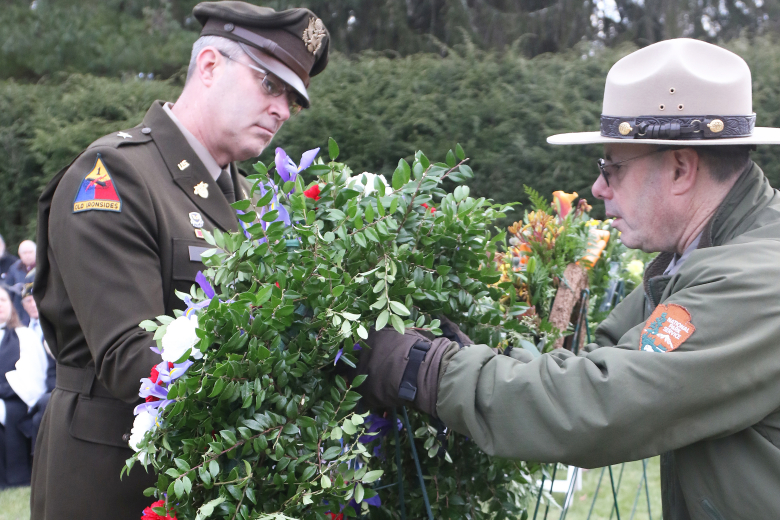 A contingent from the U.S. Military Academy participated in the commemoration of former President Franklin D. Roosevelt’s 141st birthday Jan. 30 in Hyde Park, N.Y. The wreath laying is an annual event that takes place in the rose garden at the FDR Presidential Library and Museum and is hosted by the National Park Service at the home of the FDR National Historic Site.   USMA Dean of the Academic Board Brig. Gen. Shane Reeves placed a Presidential Wreath on the behalf of President Joseph R. Biden in honor of 