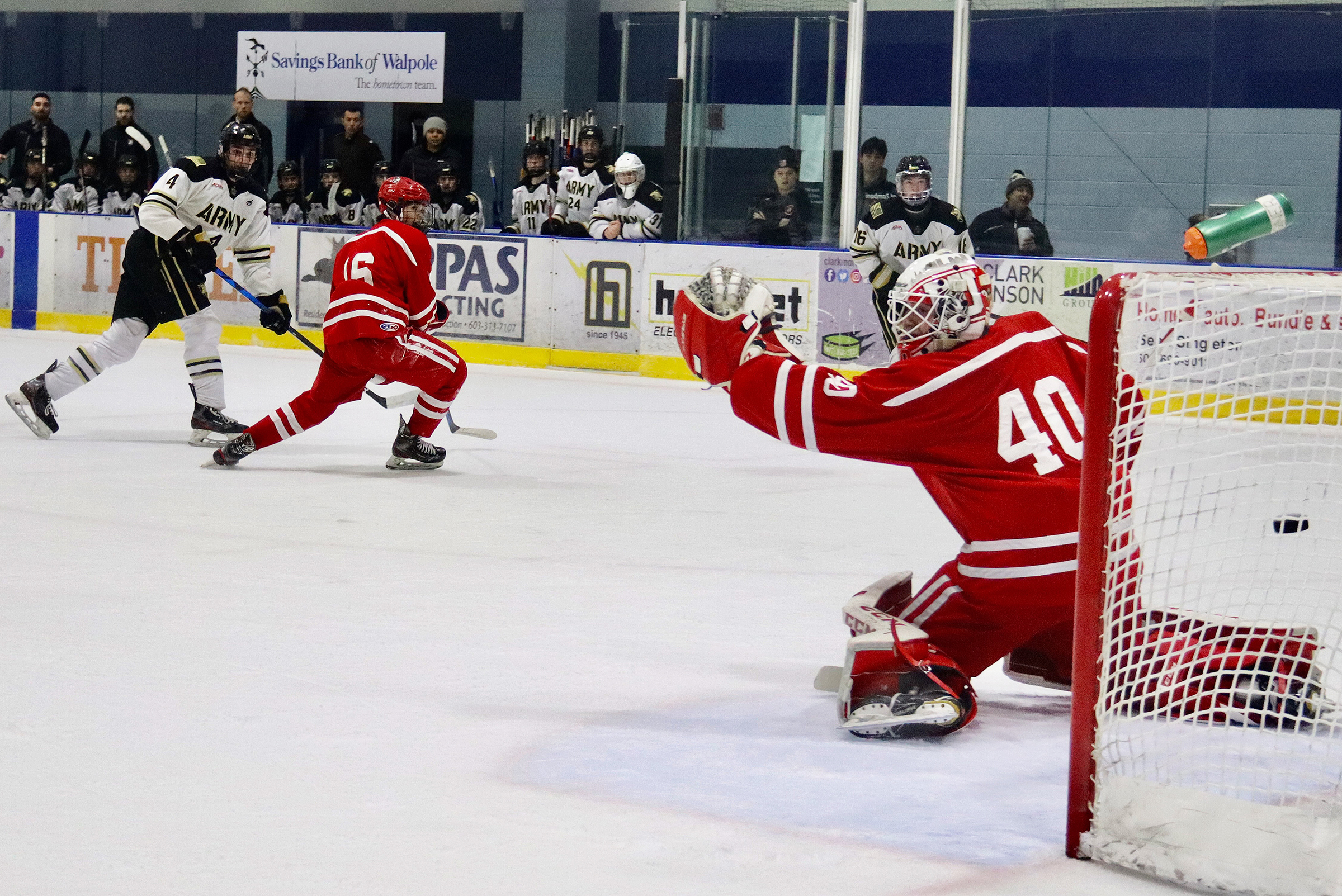 For the first time in program history, Army West Point's club hockey team advanced to the American Collegiate Hockey Association Division II National Championship.   The Black Knights (21-4-2) punched their ticket to next month's 16-team national field by defeating Boston University and the University of Massachusetts, 6-5 and 4-1, respectively, at the ACHA Northeast Regionals on Feb. 24 and 25 at Keene Ice in Keene, N.H.   (Photo by Army West Point Club Hockey)