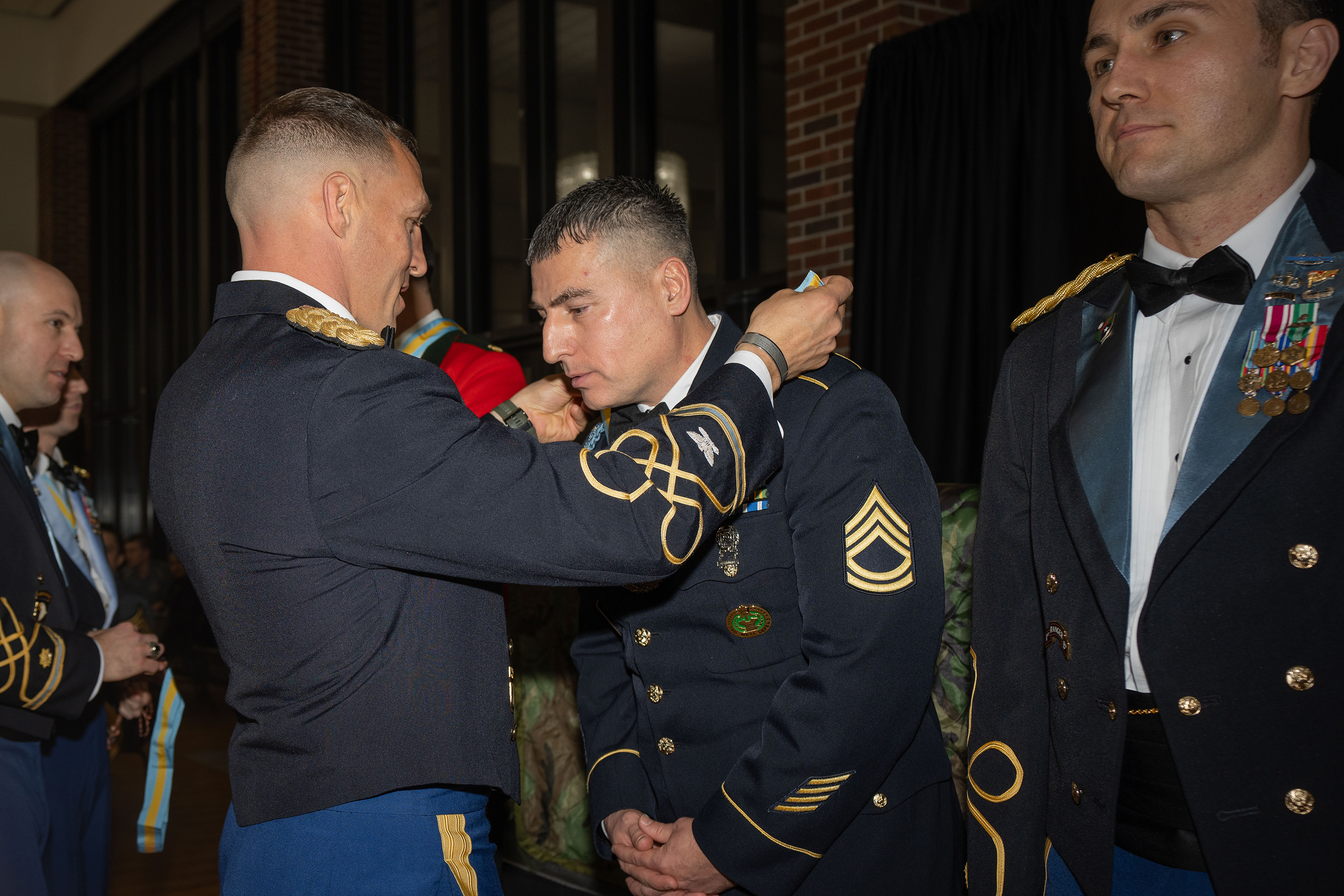 In a poignant celebration of dedication and service, the National Infantry Association West Point Chapter hosted the distinguished 20th annual National Infantry Association Ball on Jan. 26 at Eisenhower Hall. This event, steeped in tradition, served as a profound reminder of the sacrifices made by those within the Infantry community.  (Photo by Class of 2025 Cadet Noah Murray)