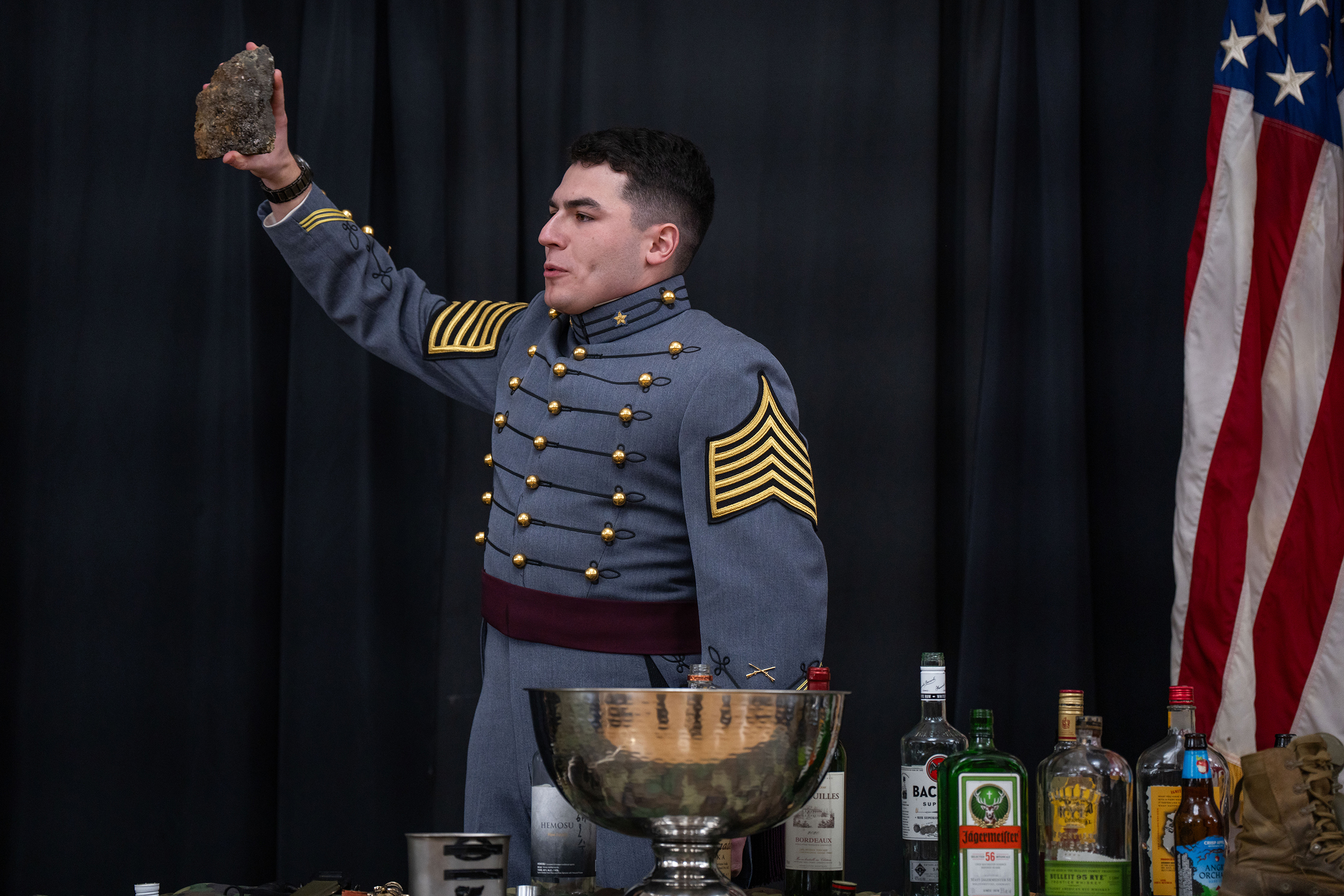 In a poignant celebration of dedication and service, the National Infantry Association West Point Chapter hosted the distinguished 20th annual National Infantry Association Ball on Jan. 26 at Eisenhower Hall. This event, steeped in tradition, served as a profound reminder of the sacrifices made by those within the Infantry community.  (Photo by Class of 2025 Cadet Noah Murray)