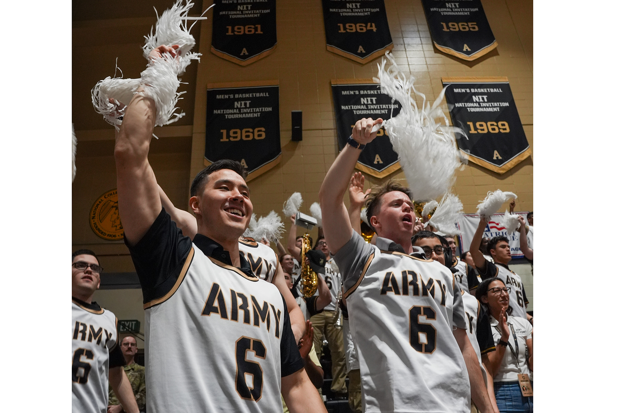 The Army West Point men's basketball team (8-17, 4-8 PL) was victorious in the annual "Star" Series matchup presented by USAA over the Navy Midshipmen (8-15, 4-8 PL), 69-67, in an overtime thriller at Christl Arena on Feb. 10, Army's first "Star" Series win since 2020, also snapping a four-game losing streak to the Midshipmen since last defeating them Jan. 22, 2022.  (Photo by Class of 2026 Cadet Andrew Ho)