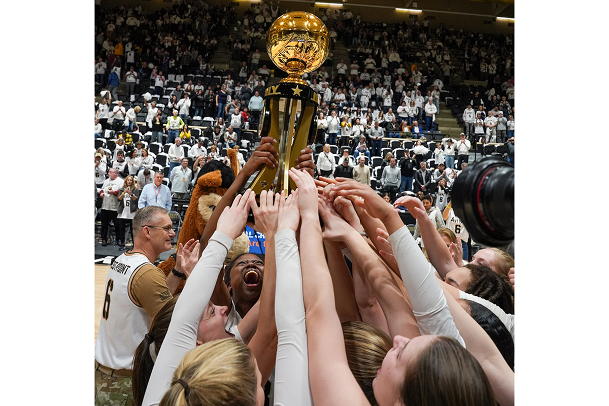 The Army West Point women's basketball team (10-11, 7-4 PL) was victorious in the annual "Star" Series matchup presented by USAA over the Navy Midshipmen (8-14, 4-7 PL), 70-58, at Christl Arena on Feb. 10, marking three straight "Star" Series wins for the Army women's basketball team and Head Coach Missy Traversi.  (Photo by Class of 2026 Andrew Ho) 
