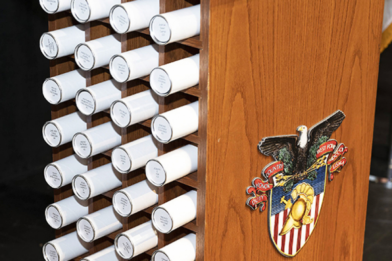 Thirty-five U.S. Military Academy cadets from the Class of 2021 graduated and received diplomas and their commission Dec. 17 at Eisenhower Hall. A handful of members of the USMA Class of 1971 were present to represent the 50-year affiliate class. The Dean of the Academic Board, Brig. Gen. Shane Reeves, handed out the diplomas to each graduate.   (Photos by Delancey Pryor III/PV and Christopher Hennen/USMA PAO)