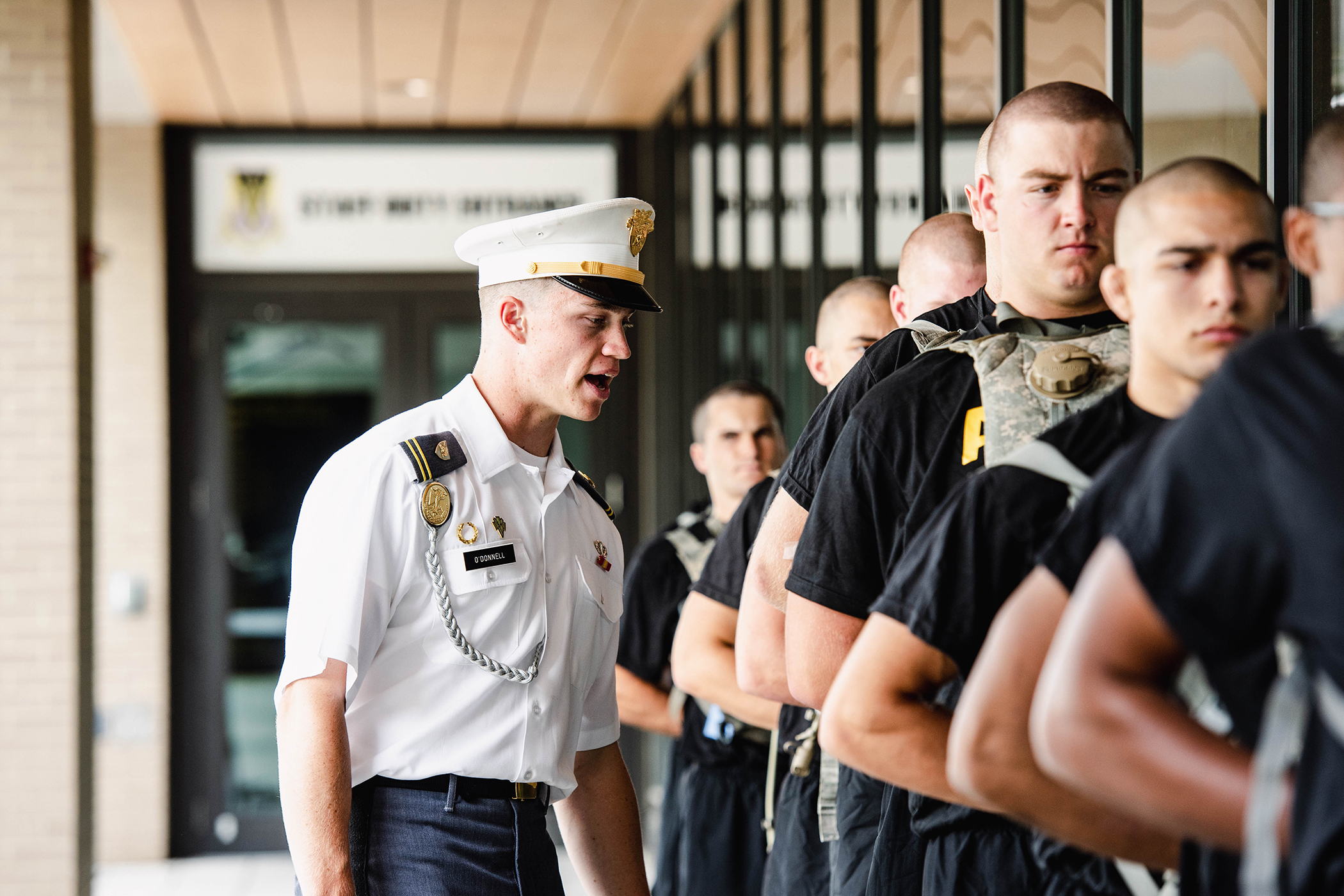 The U.S. Military Academy Preparatory School conducted Cadet Candidate Basic Training Reception Day on July 10 at USMAPS at West Point. Seventy-one cadet cadre will spend the next three weeks working with 237 cadet candidates on building their military skills before the academic year begins in August.      (Photo by Elizabeth Woodruff/USMA PAO)