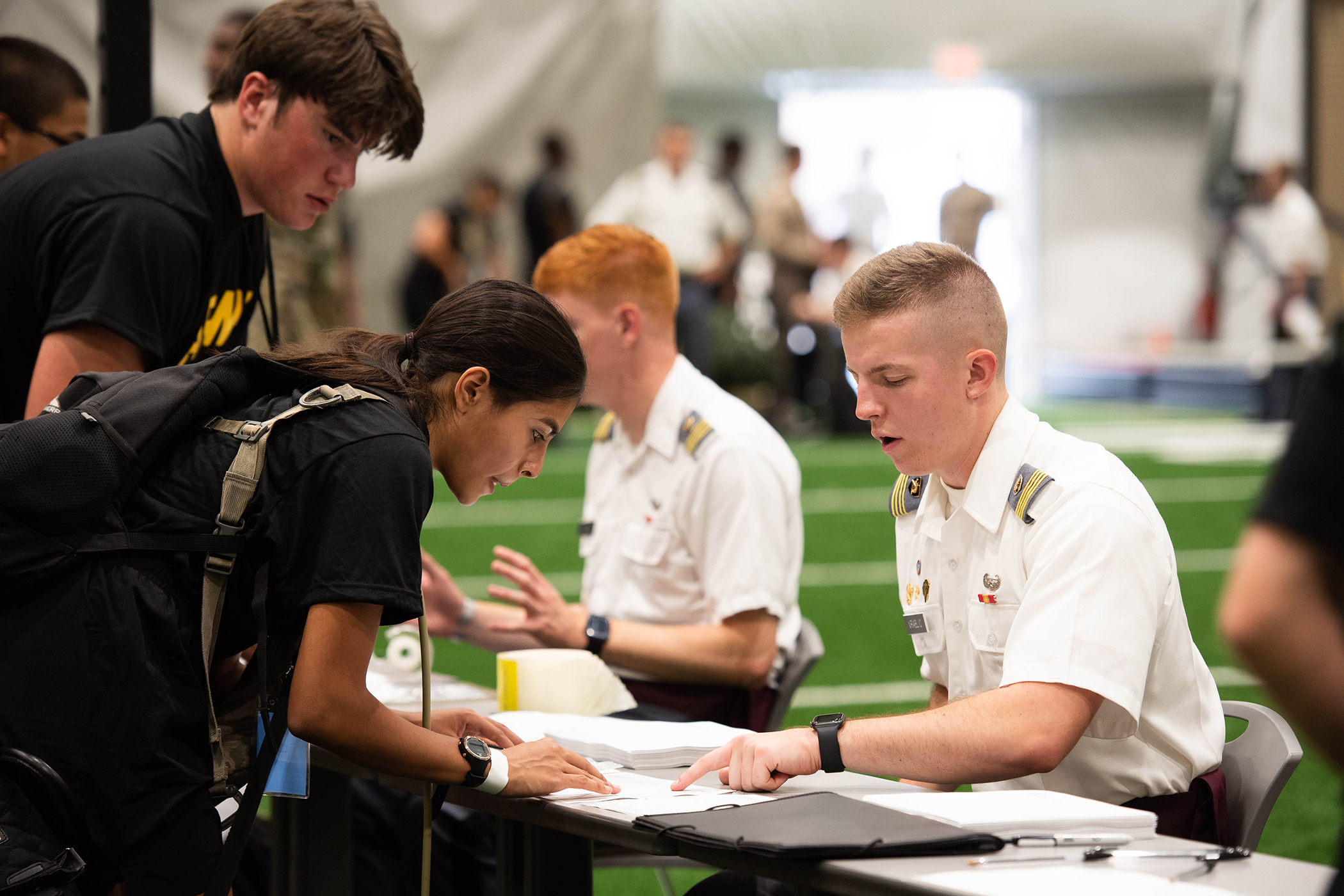 The U.S. Military Academy Preparatory School conducted Cadet Candidate Basic Training Reception Day on July 10 at USMAPS at West Point. Seventy-one cadet cadre will spend the next three weeks working with 237 cadet candidates on building their military skills before the academic year begins in August.      (Photo by Elizabeth Woodruff/USMA PAO)