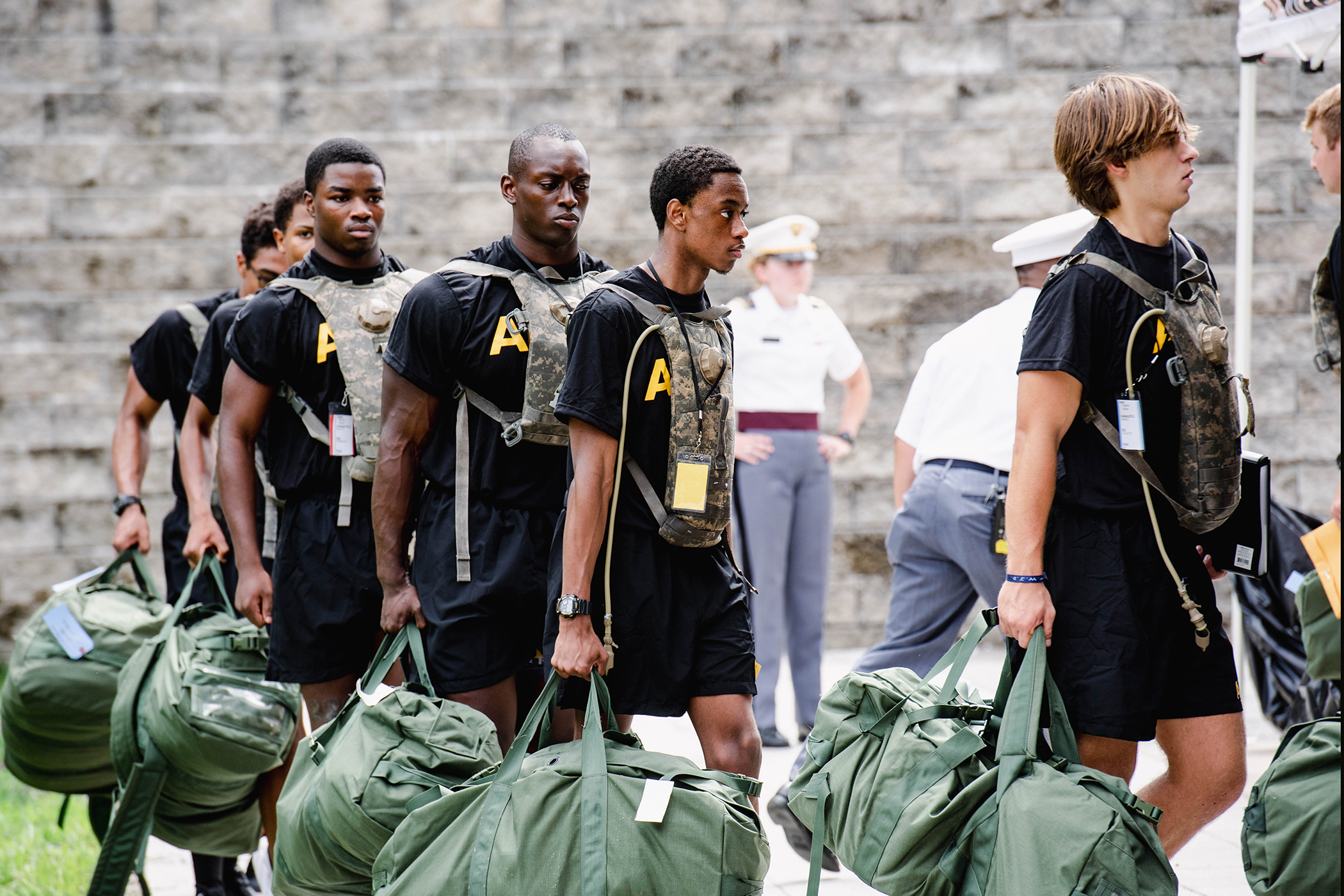 The U.S. Military Academy Preparatory School conducted Cadet Candidate Basic Training Reception Day on July 10 at USMAPS at West Point. Seventy-one cadet cadre will spend the next three weeks working with 237 cadet candidates on building their military skills before the academic year begins in August.      (Photo by Elizabeth Woodruff/USMA PAO)