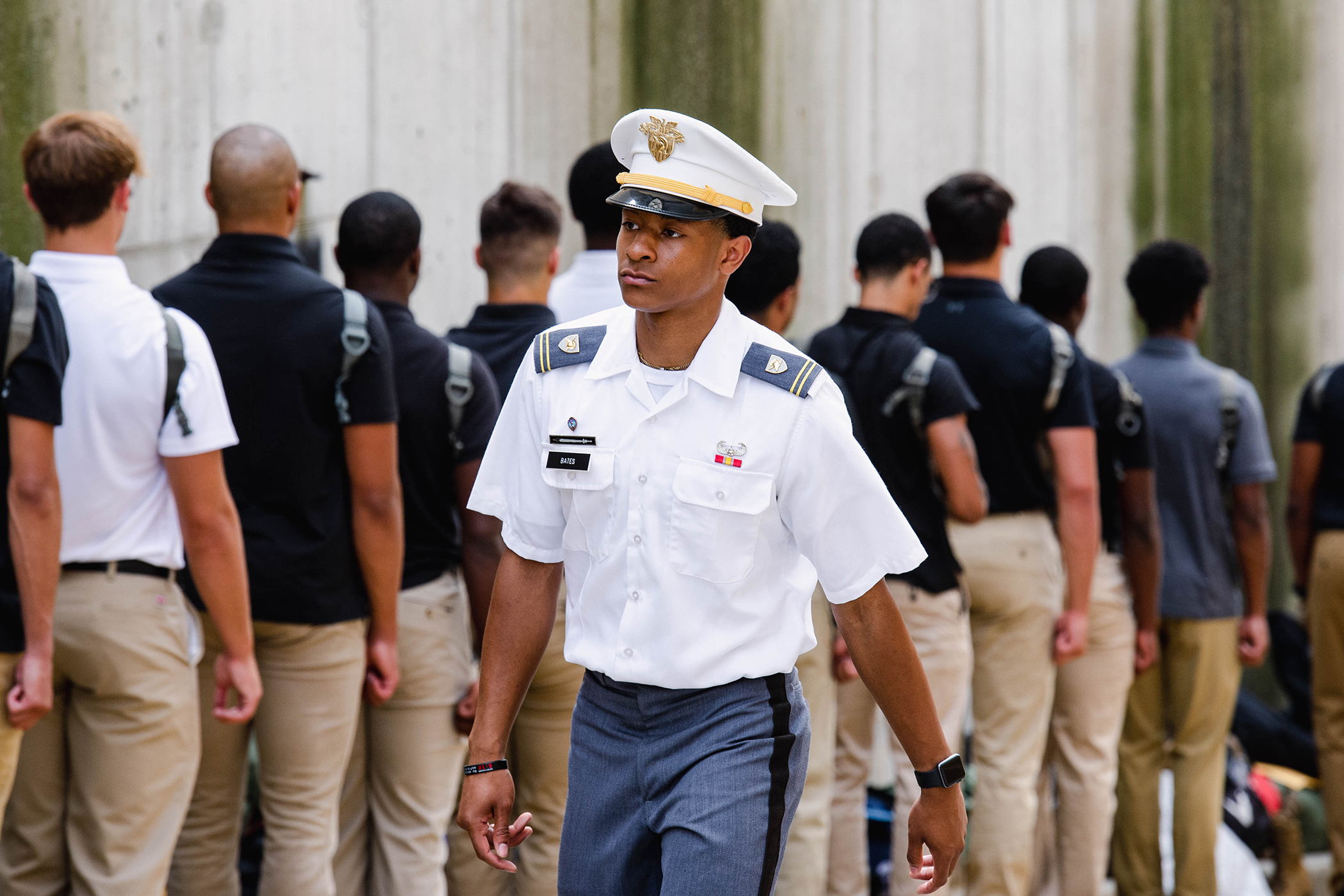 The U.S. Military Academy Preparatory School conducted Cadet Candidate Basic Training Reception Day on July 10 at USMAPS at West Point. Seventy-one cadet cadre will spend the next three weeks working with 237 cadet candidates on building their military skills before the academic year begins in August.      (Photo by Elizabeth Woodruff/USMA PAO)