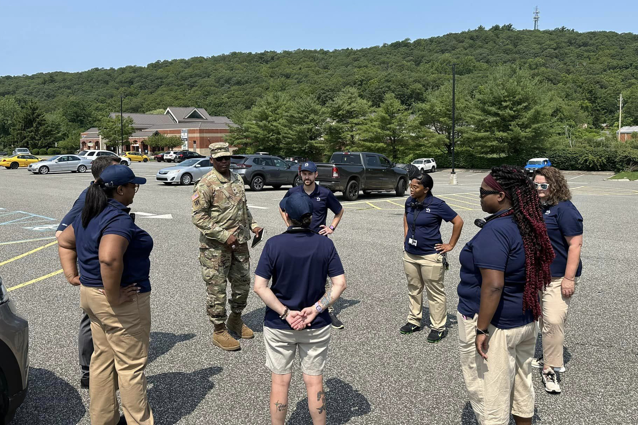 USAA’s Catastrophe Action Team is now fully set up at the West Point Post Exchange parking lot to assist with processing claims and support services.   (Photo by Maj. David Hoy/USMA PAO)