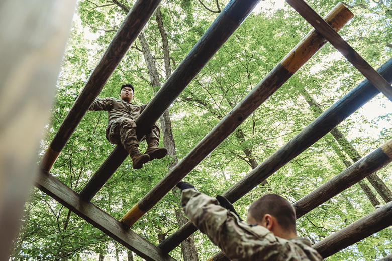 U.S. Military Academy Class of 2025 cadets build their confidence as they tackled the obstacles at the Marne Obstacle Course during Cadet Field Training June 3 at Camp Buckner. 	       (Photos by 2nd Lt. Ellington Ward)