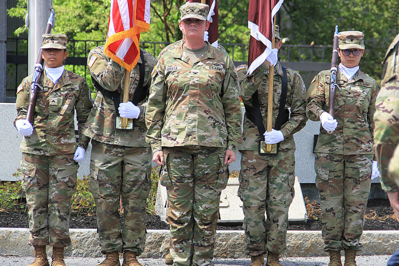 Col. Brianna M. Perata (above photos) assumed command of the West Point Health Service Area and Keller Army Community Hospital, West Point, from Col. Amy L. Jackson, during a ceremony Friday at KACH.  		Photos by Jorge Garcia/PV