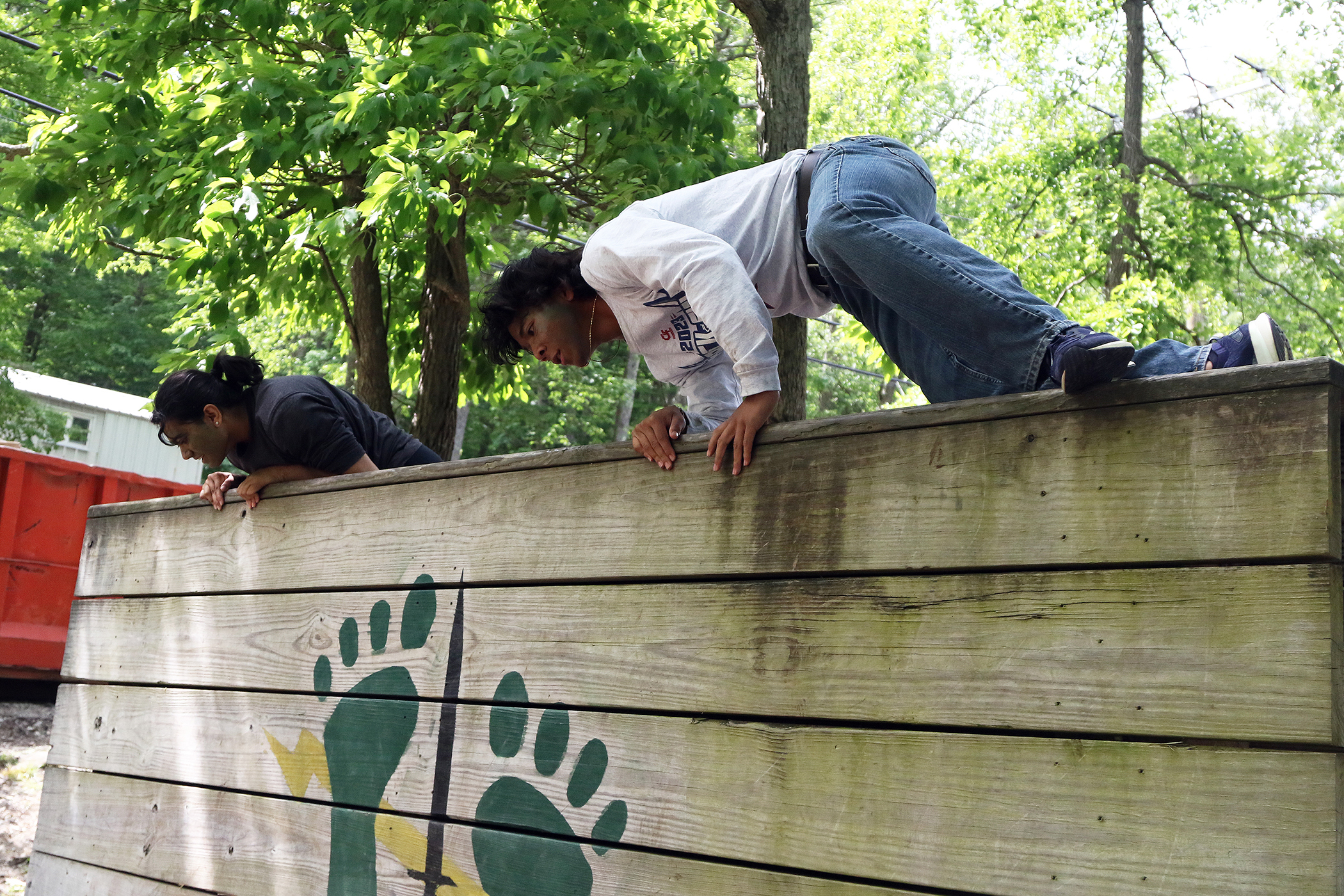 The West Point Summer Leaders Experience II continued June 15 with Military Day for approximately 500 rising high school seniors. SLE is a weeklong program that immerses potential cadet candidates into the academic, military, physical training and social life of West Point cadets. During Military Day, the high school students experience many aspects of the military to include throwing grenades and the physical training aspects by taking on various obstacles at the Anzio Obstacle Course. They were led by the